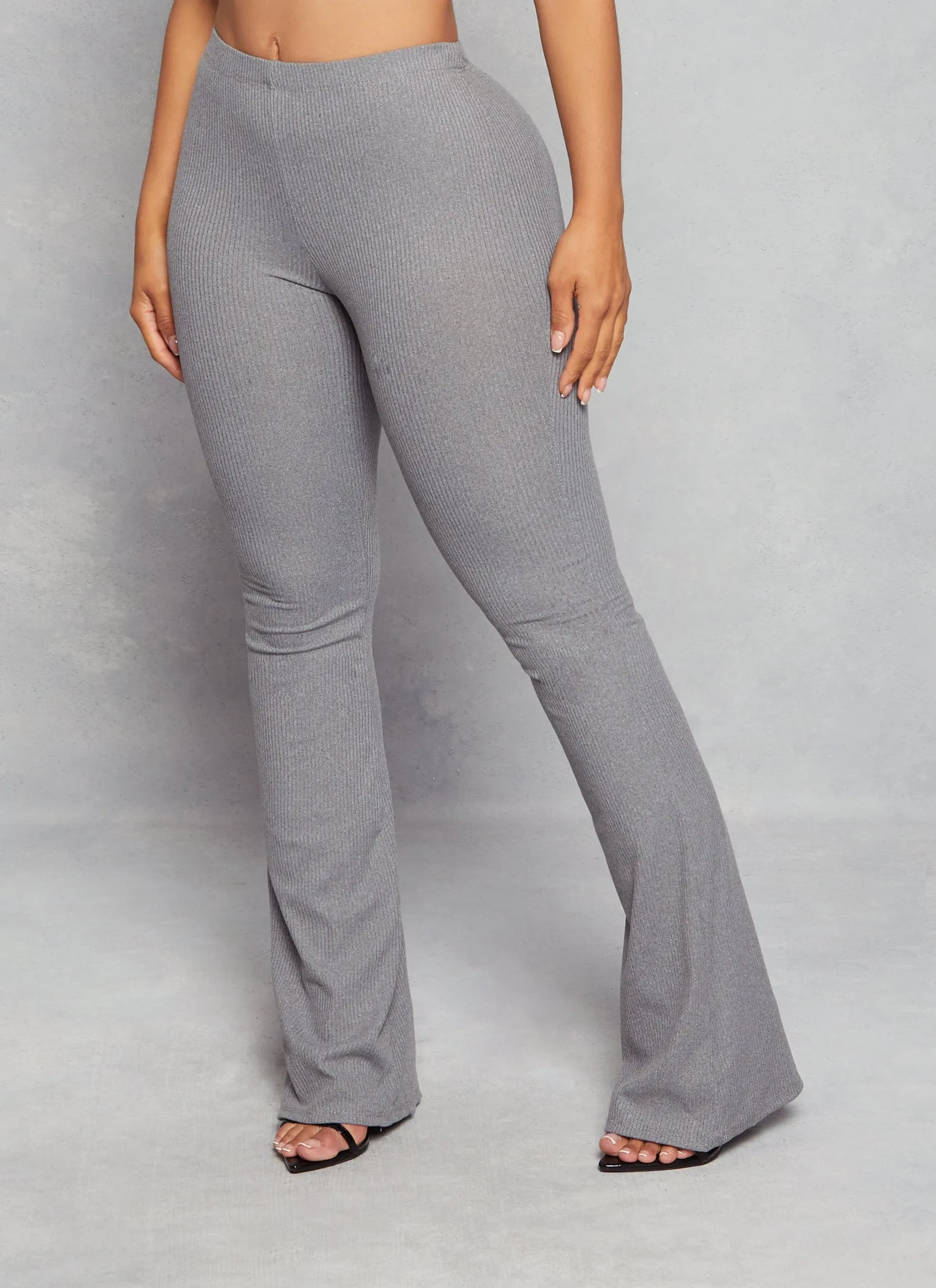 Solid Ribbed High Waisted Flare Pants sold by Rainbow product image thumbnail 2