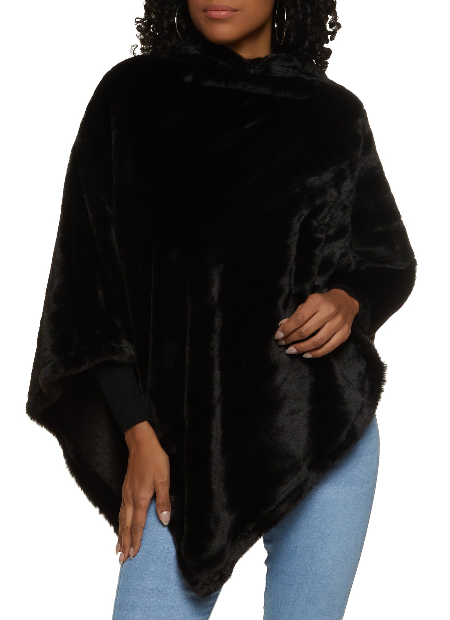 Faux Fur Hooded Poncho sold by Rainbow product image thumbnail 3