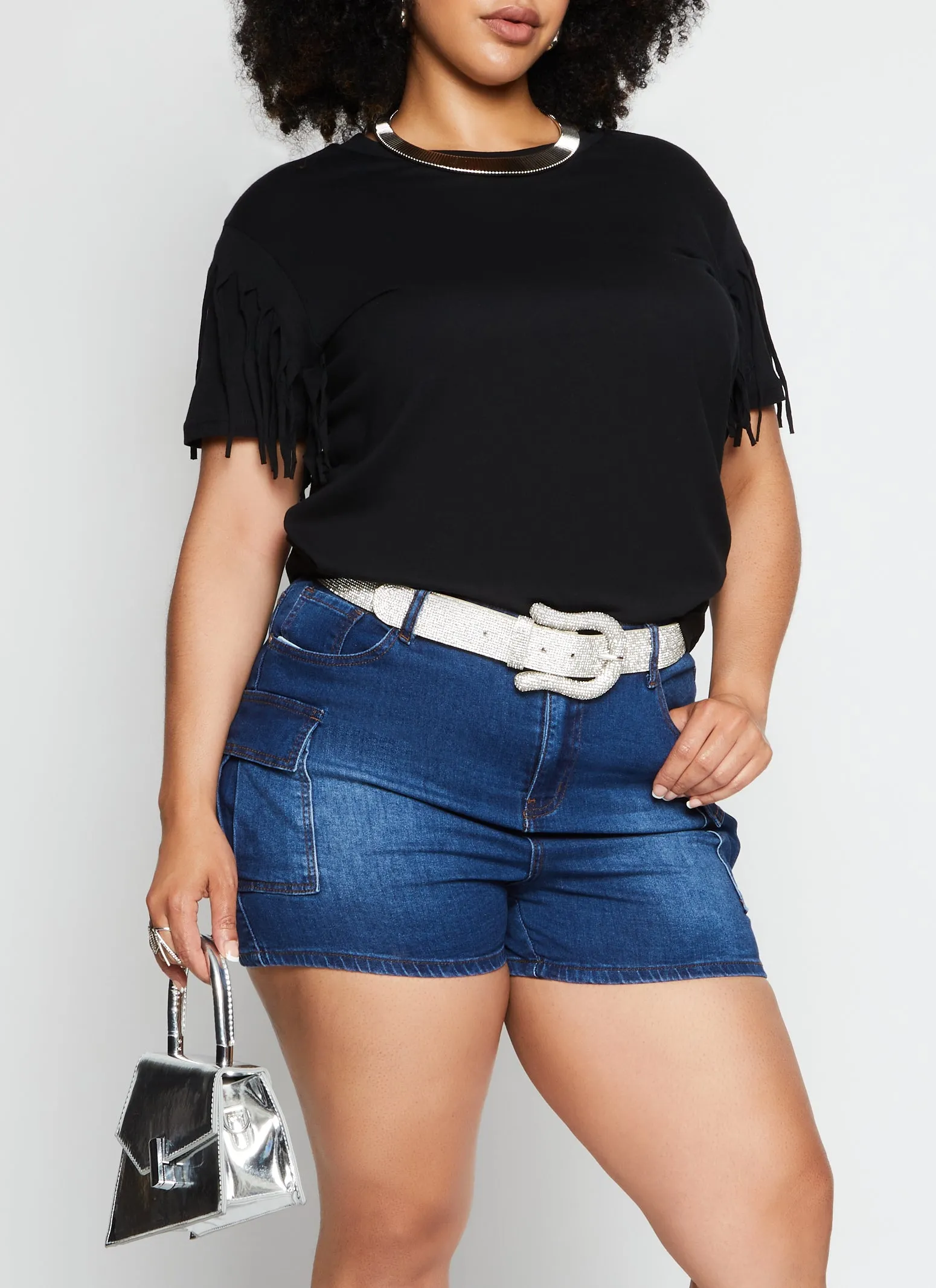 Plus Size Fringe Short Sleeve Tee sold by Rainbow