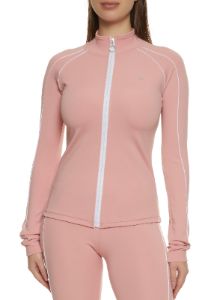 Mock Neck Contrast Piping Track Jacket sold by Rainbow