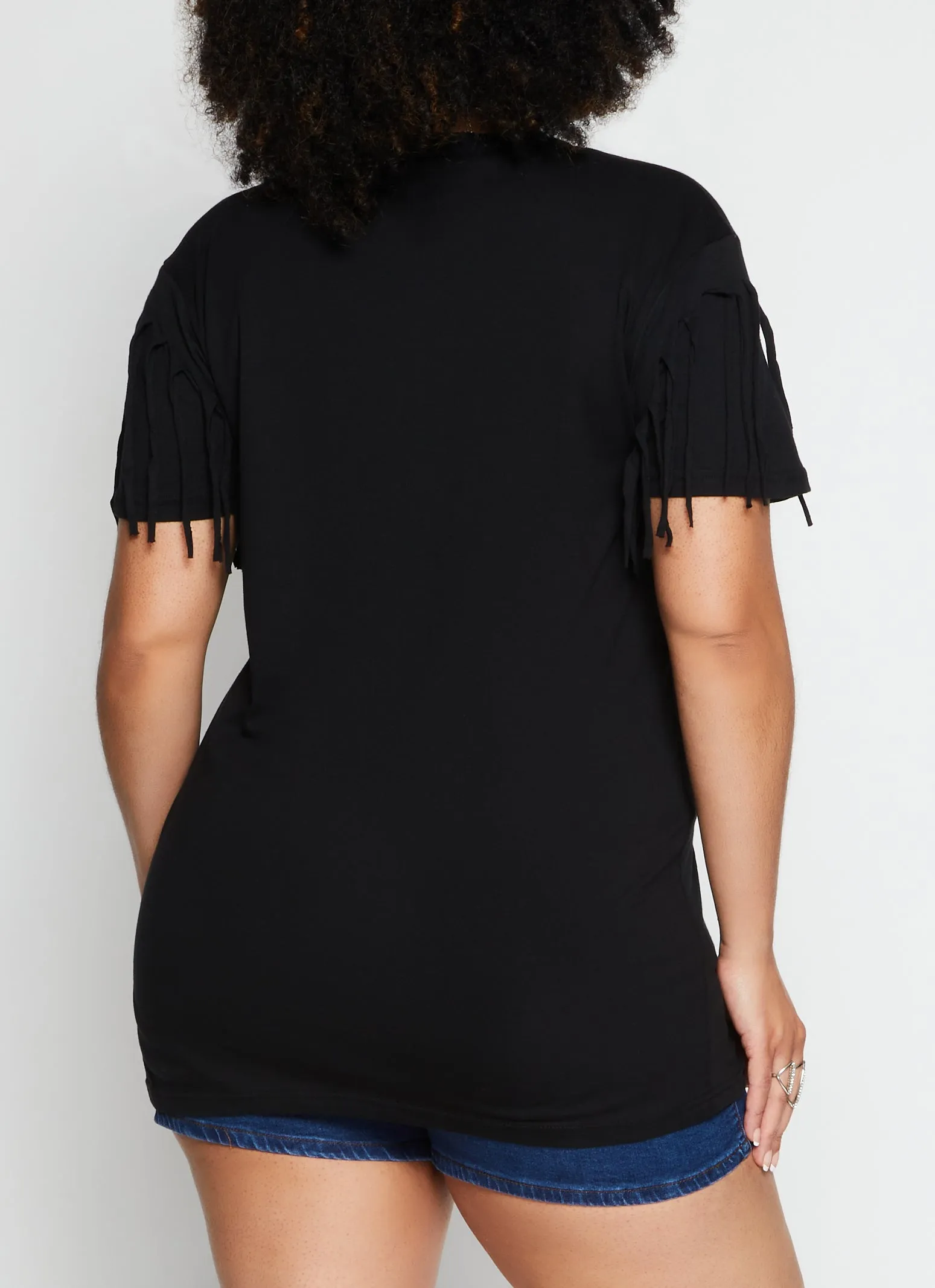 Plus Size Fringe Short Sleeve Tee sold by Rainbow product image thumbnail 3