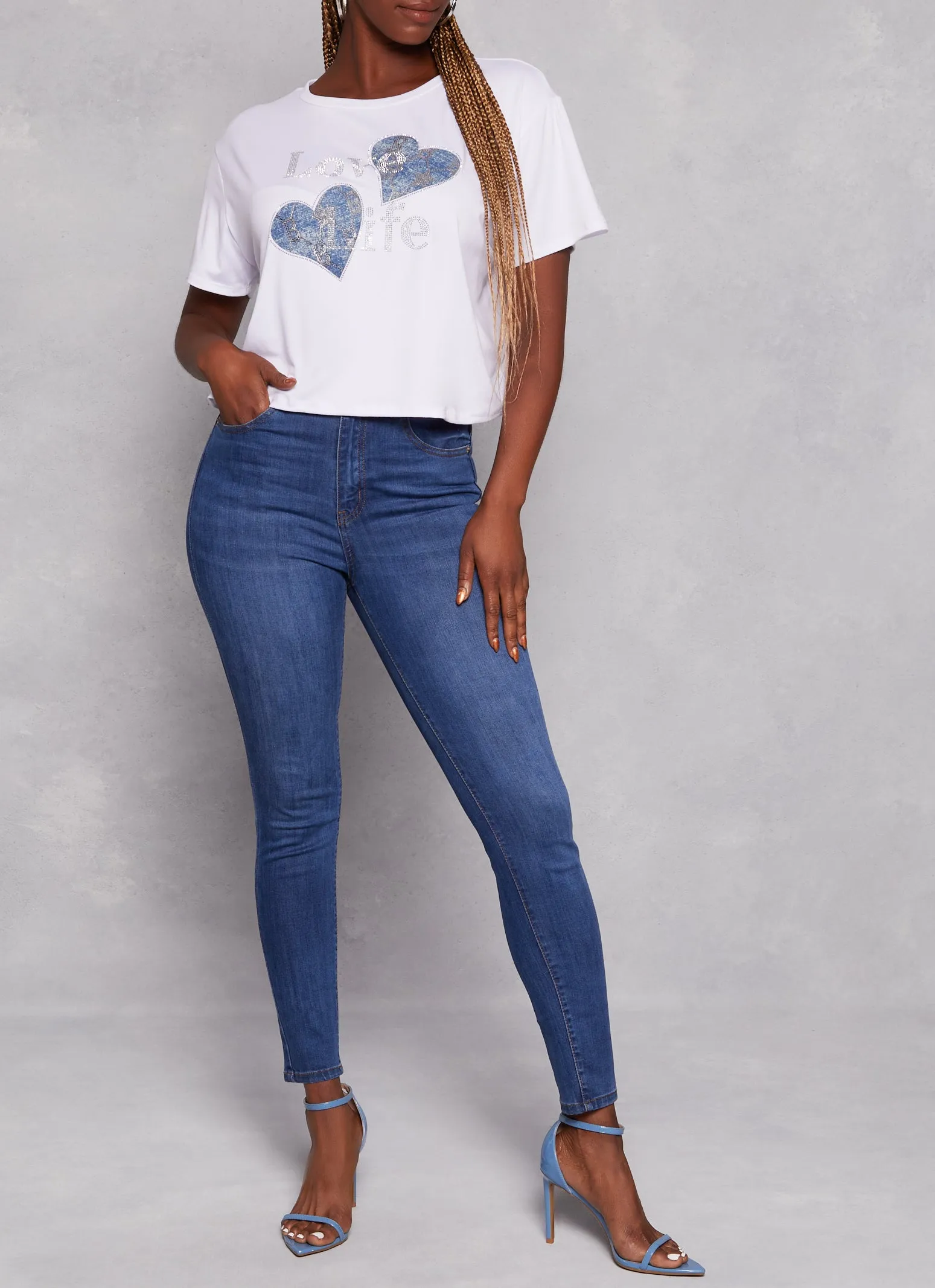 Love Life Patch Rhinestone Graphic Tee sold by Rainbow product image thumbnail 2