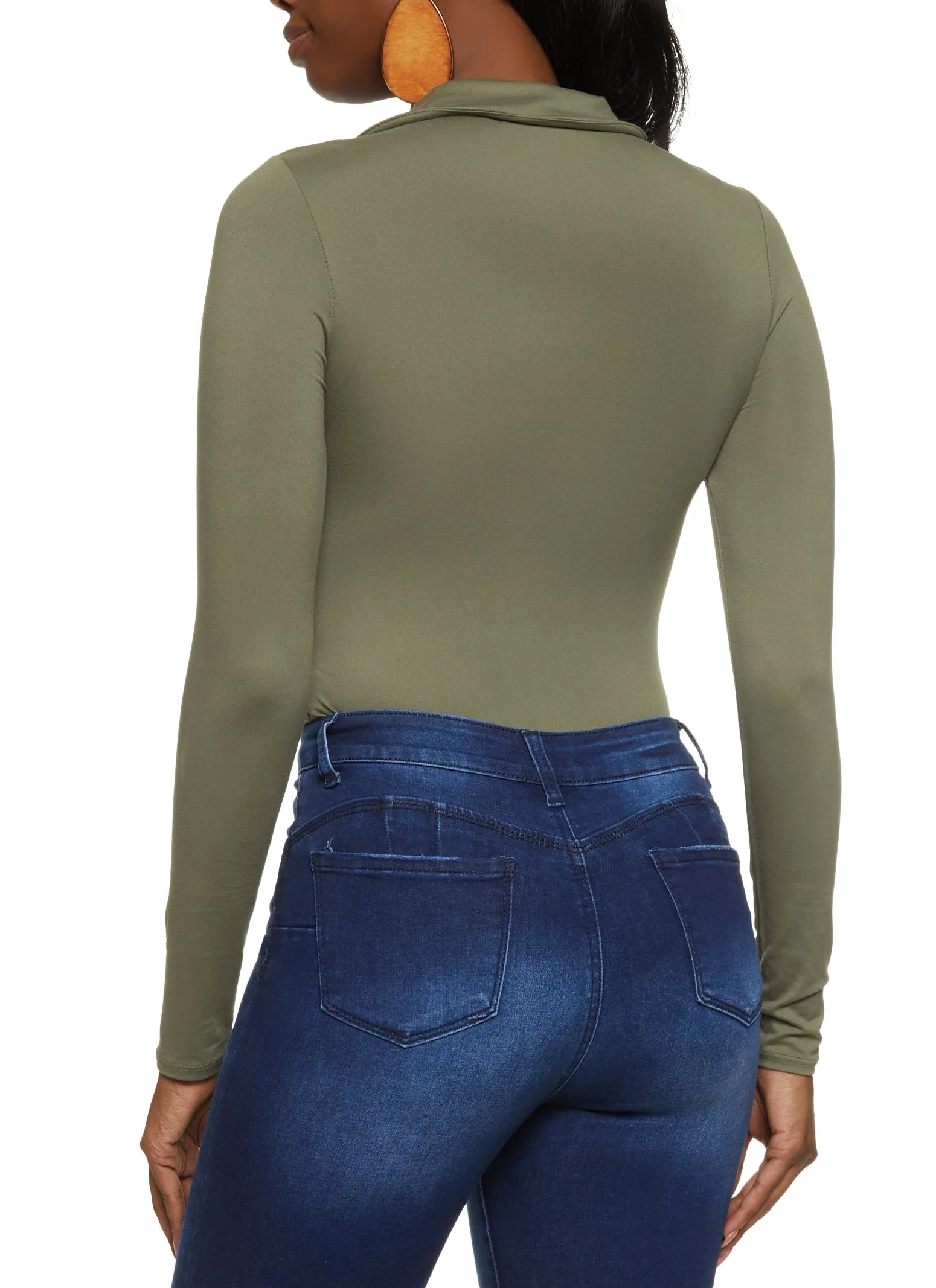 Faux Button Ruched Front Collar Bodysuit sold by Rainbow product image thumbnail 3