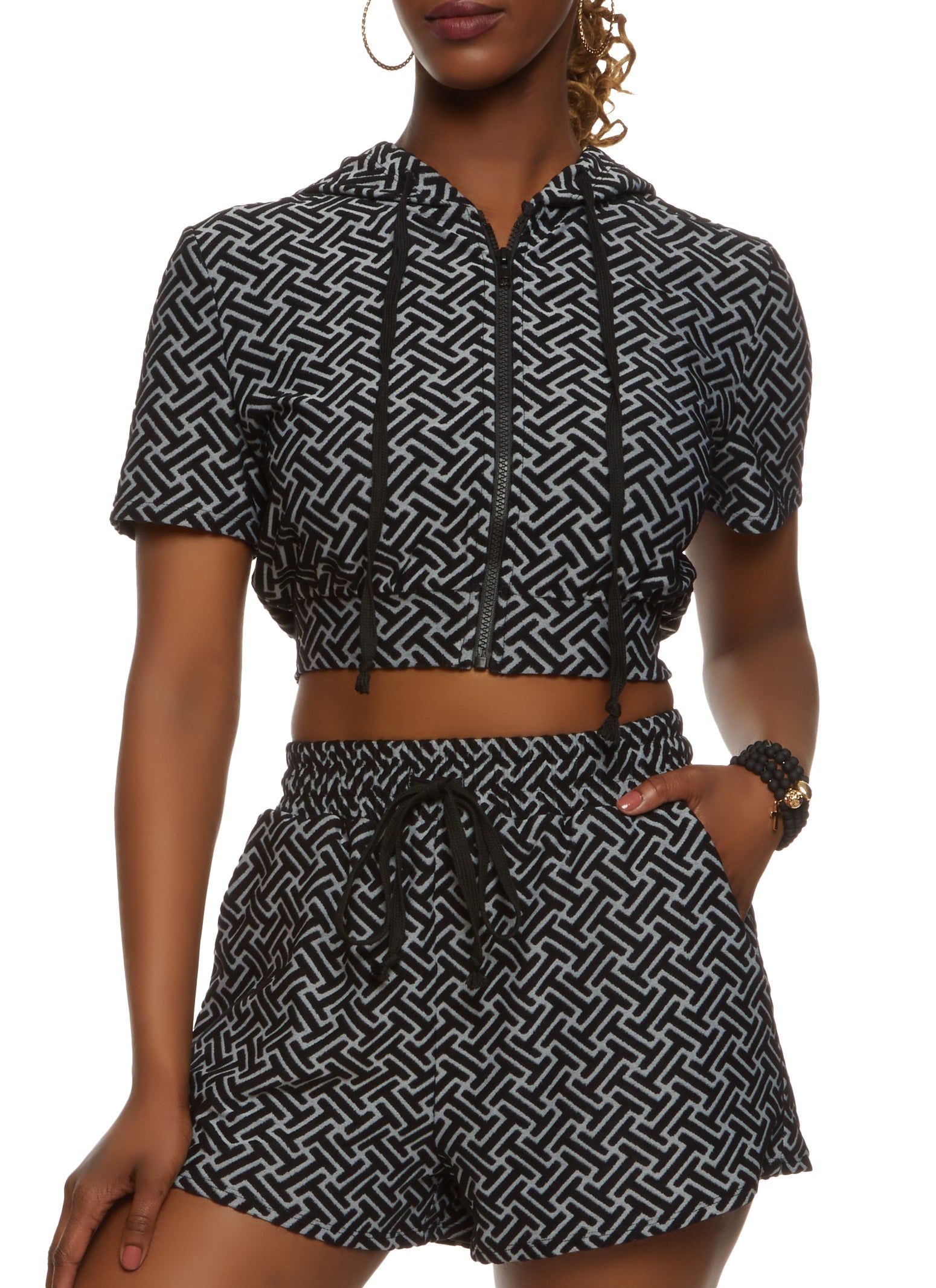 Zip Front Short Sleeve Hoodie sold by Rainbow