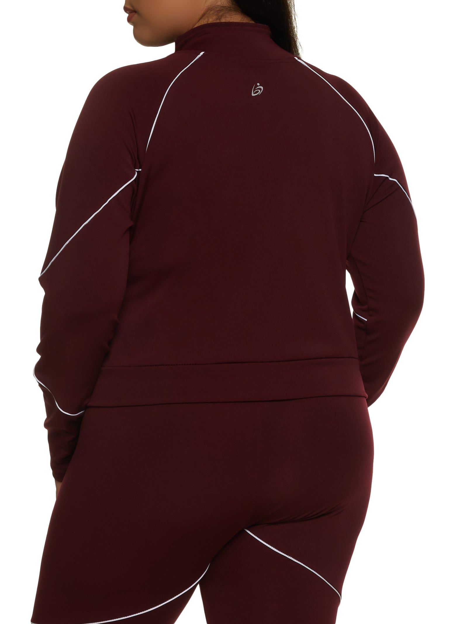Plus Size Zip Front Contrast Piping Track Jacket sold by Rainbow product image thumbnail 3