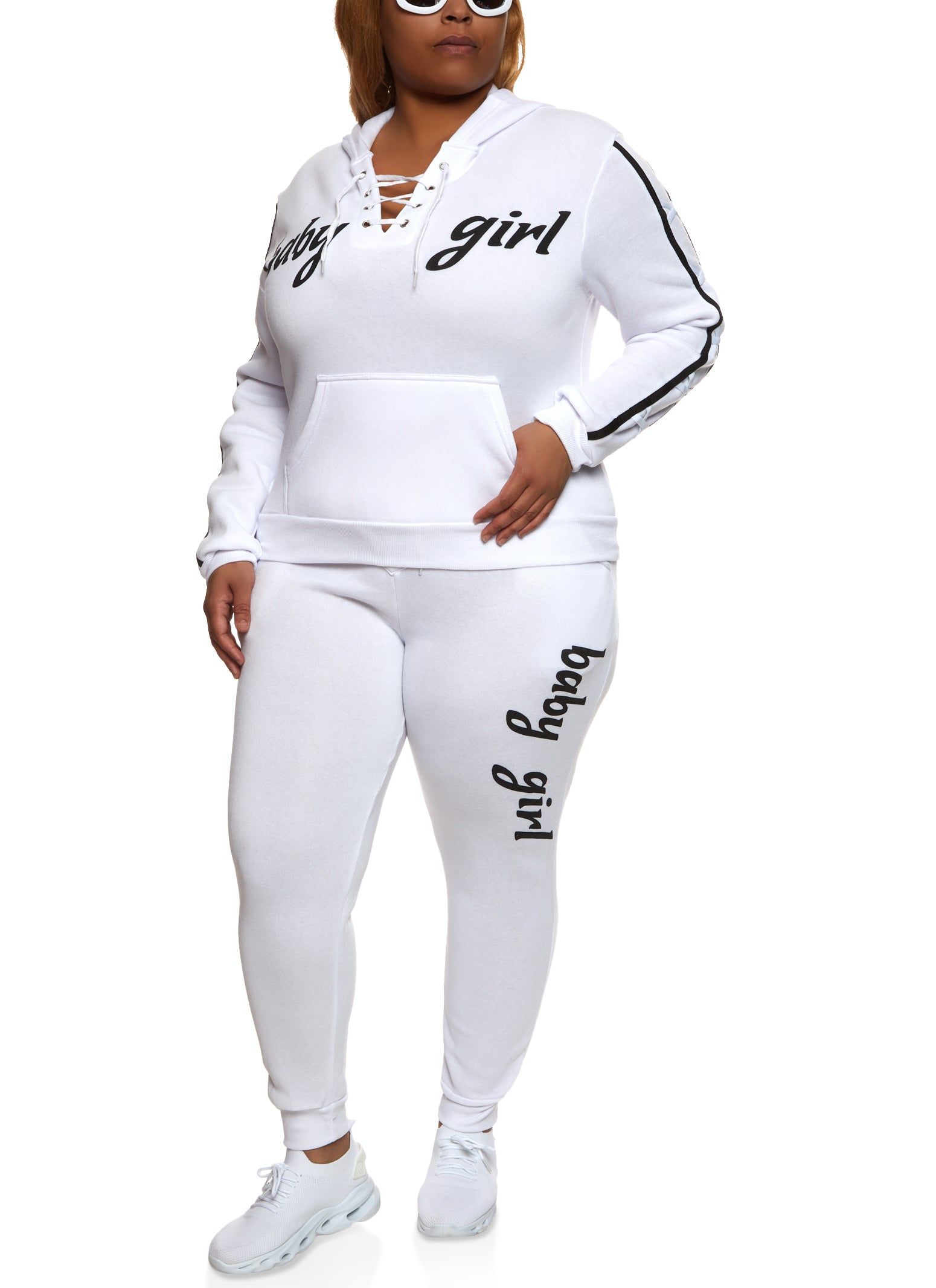 Plus Size Baby Girl Lace Up Detail Pullover Hoodie sold by Rainbow product image thumbnail 2