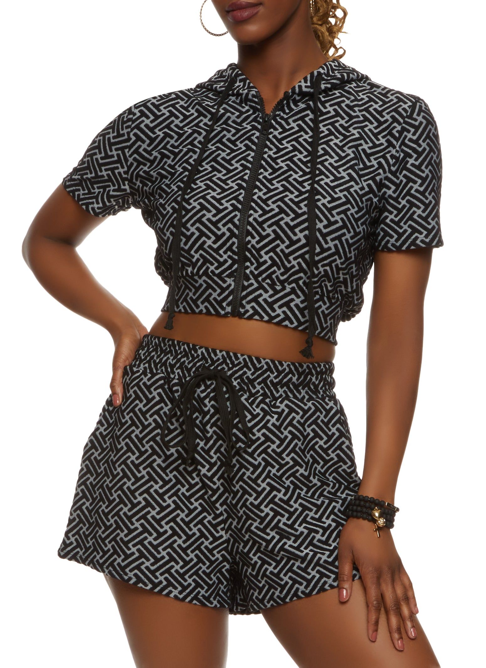 Zip Front Short Sleeve Hoodie sold by Rainbow product image thumbnail 2