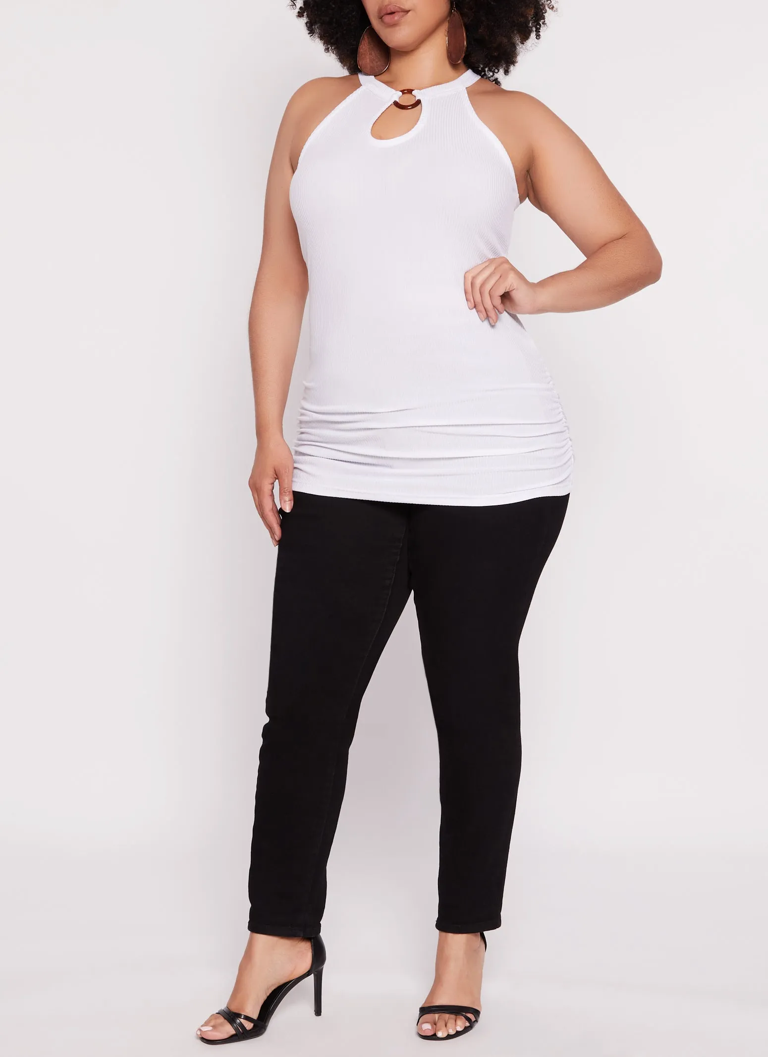 Plus Size O Ring Keyhole Ruched Tank Top sold by Rainbow product image thumbnail 2