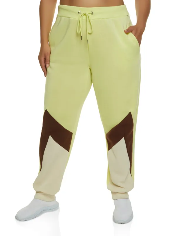 Plus Size Color Blocked Tapered Leg Joggers sold by Rainbow