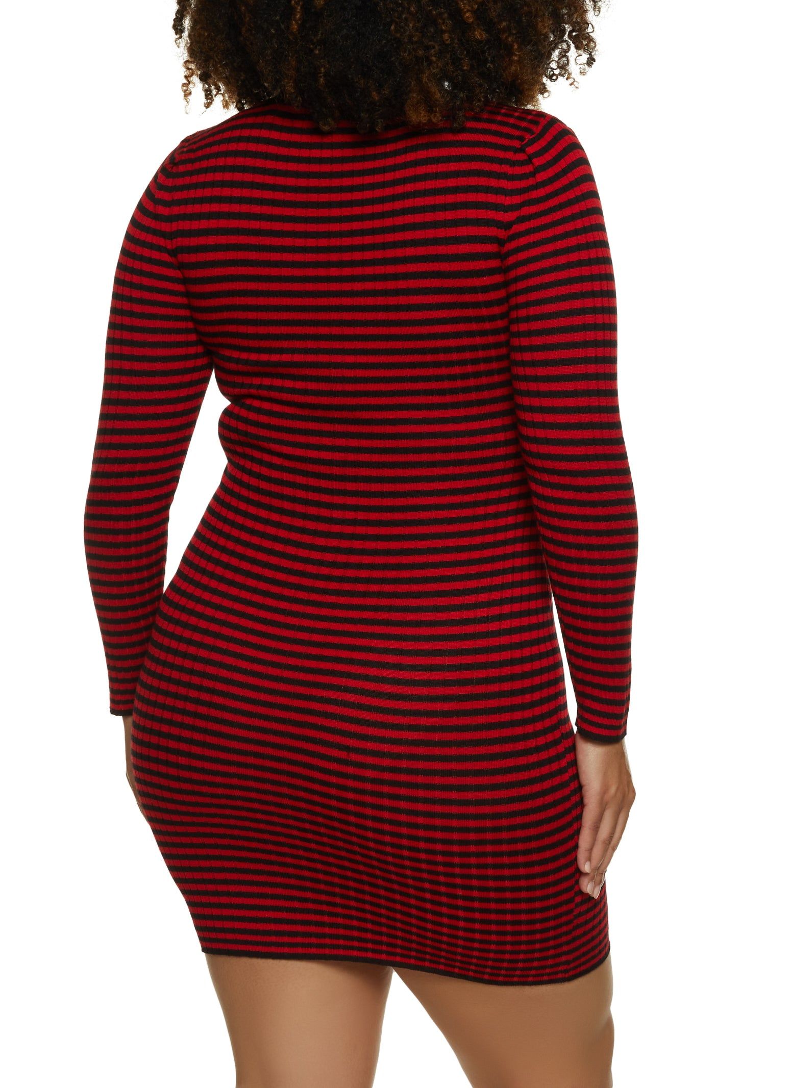 Plus Size Striped Faux Button Mini Sweater Dress sold by Rainbow product image thumbnail 3