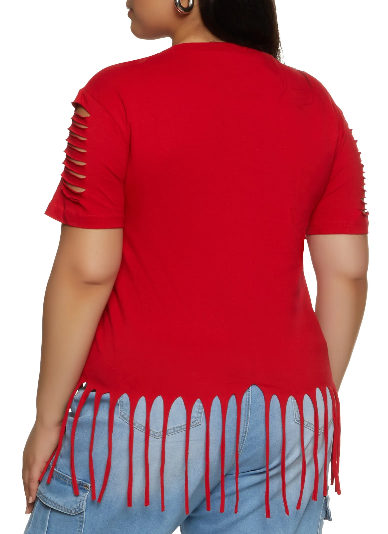 Plus Size Laser Cut Fringe Hem Tee sold by Rainbow product image thumbnail 2
