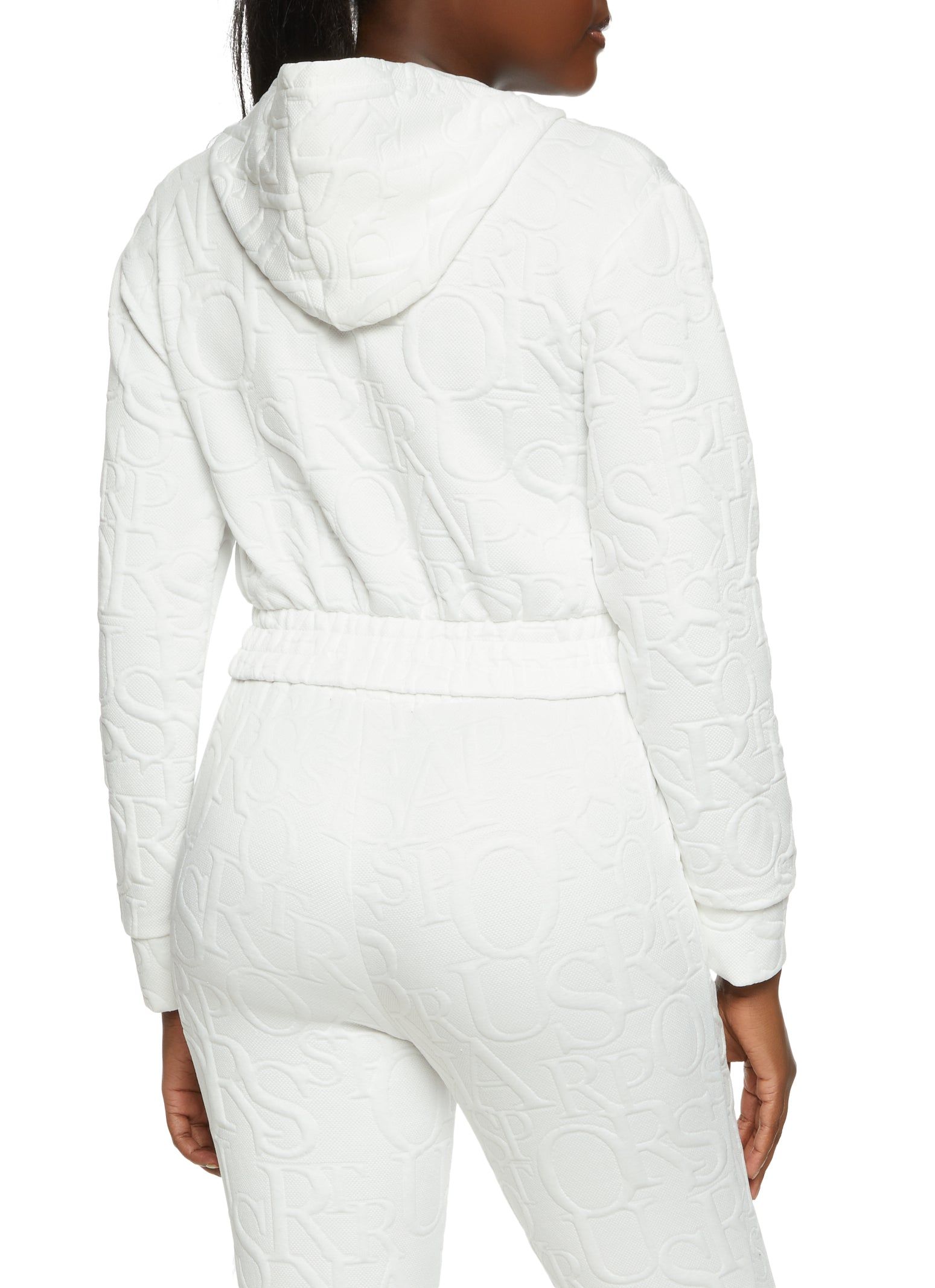 Embossed Zip Front Cropped Hoodie sold by Rainbow product image thumbnail 3