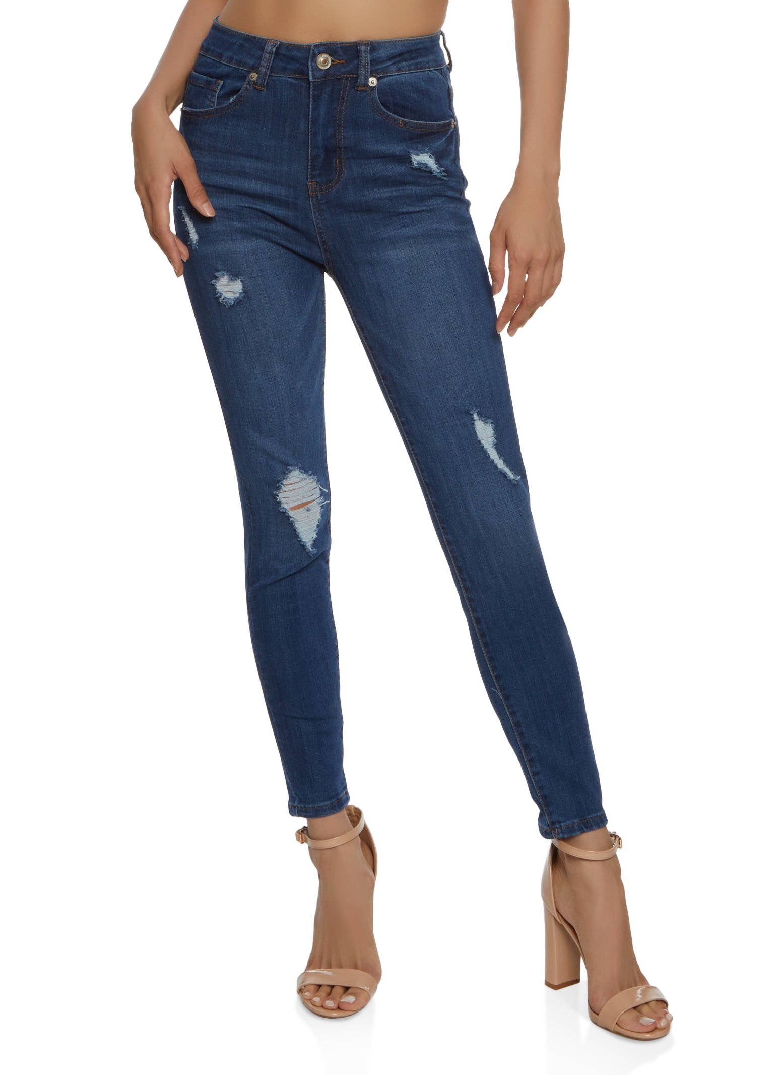 WAX Stretch Distressed High Waisted Jeans sold by Rainbow