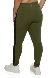 Plus Size Contrast Piping Mesh Detail Leggings sold by Rainbow