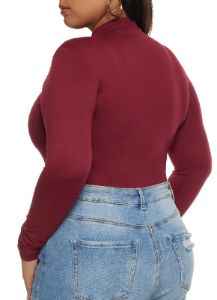 Plus Size Basic Long Sleeve Bodysuit sold by Rainbow