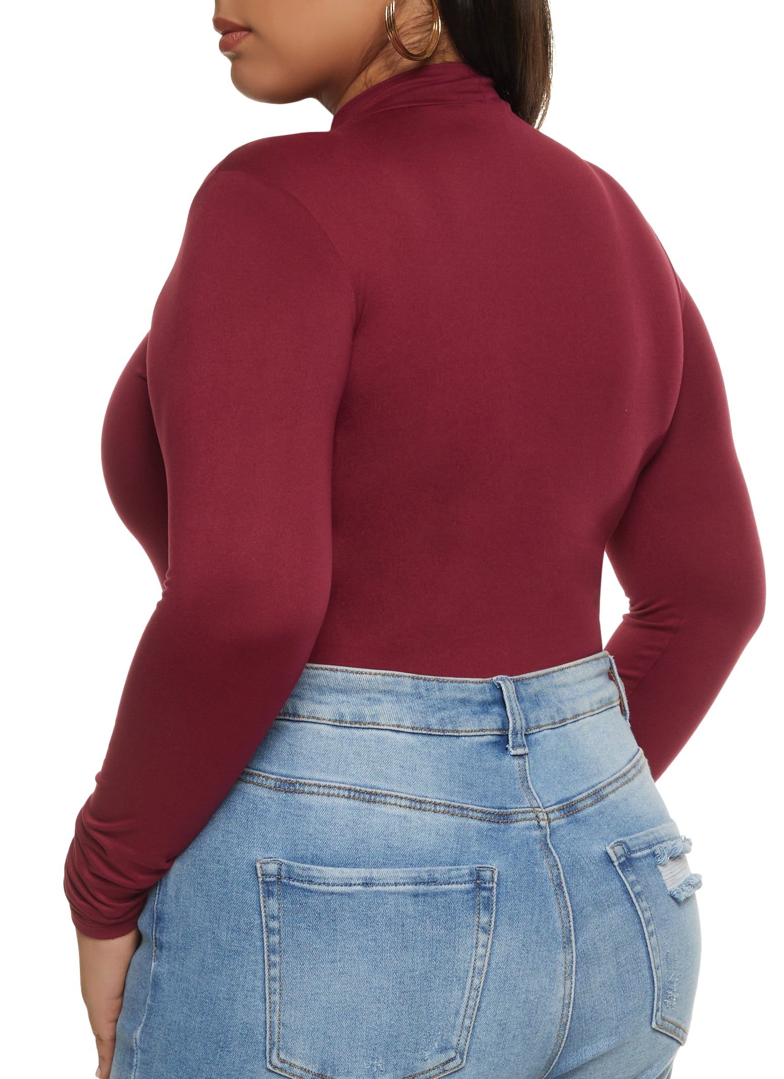 Plus Size Basic Long Sleeve Bodysuit sold by Rainbow product image thumbnail 3