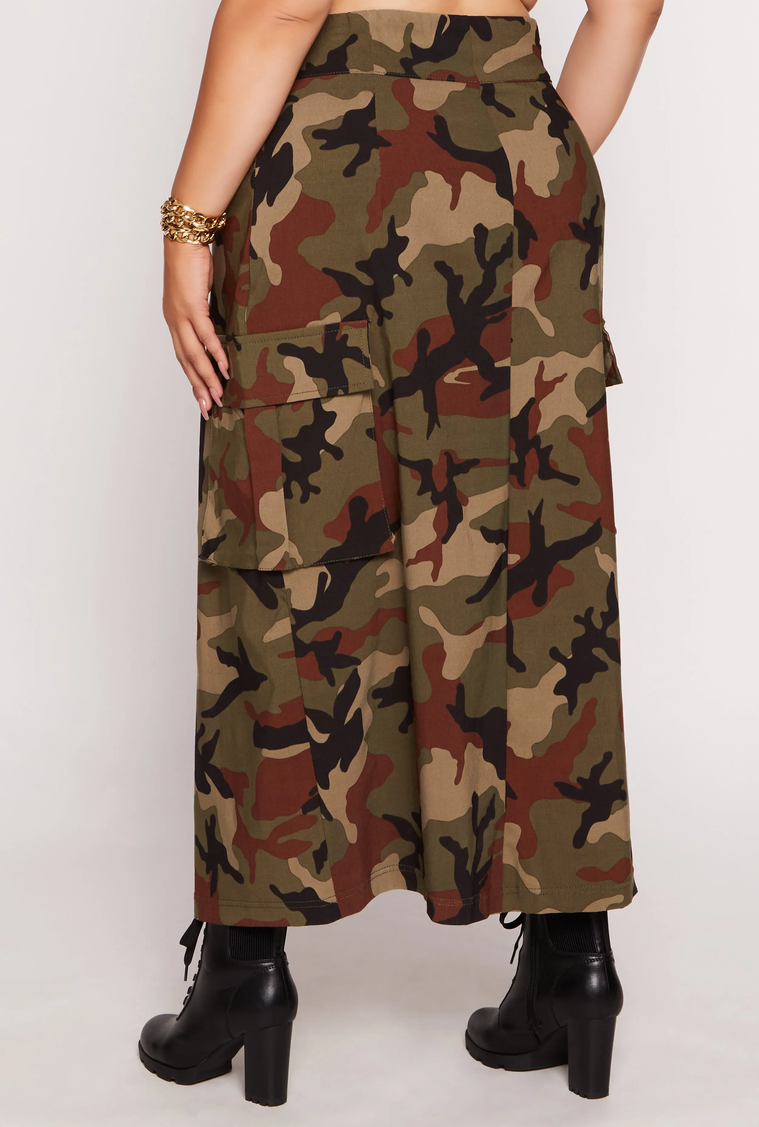 Plus Size Camo Tie Front Maxi Cargo Skirt sold by Rainbow product image thumbnail 3