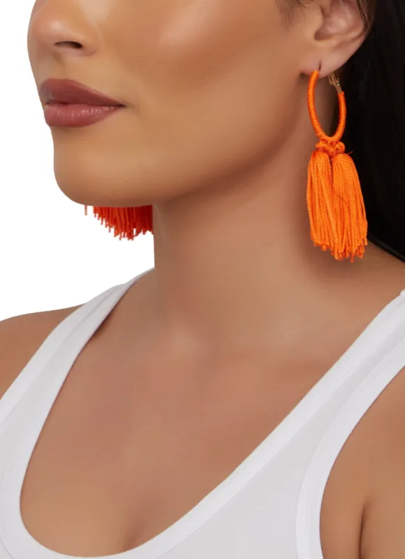 Tassel Hoop Earrings sold by Rainbow