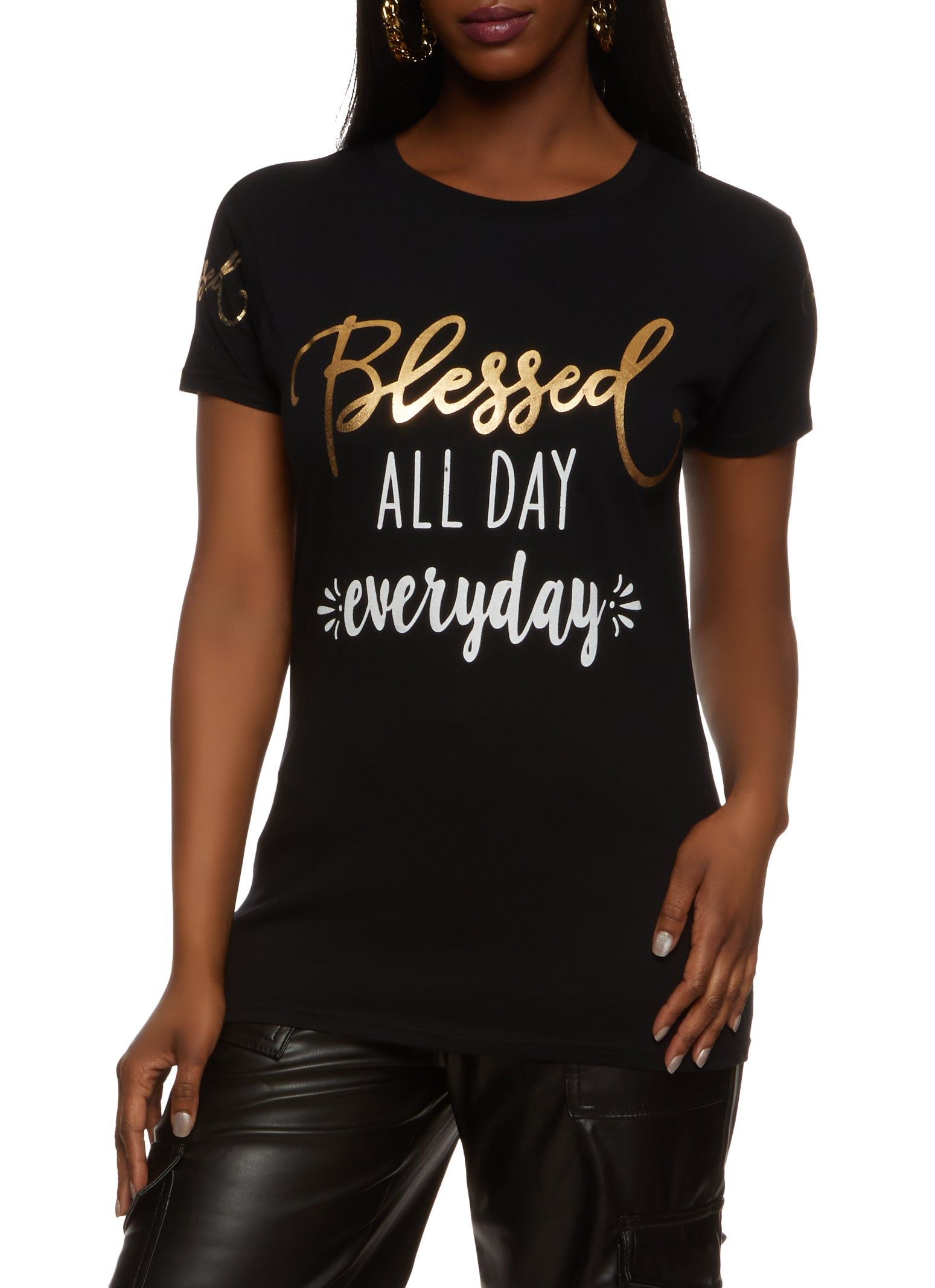 Blessed All Day Everyday Foil Screen Graphic Tee sold by Rainbow