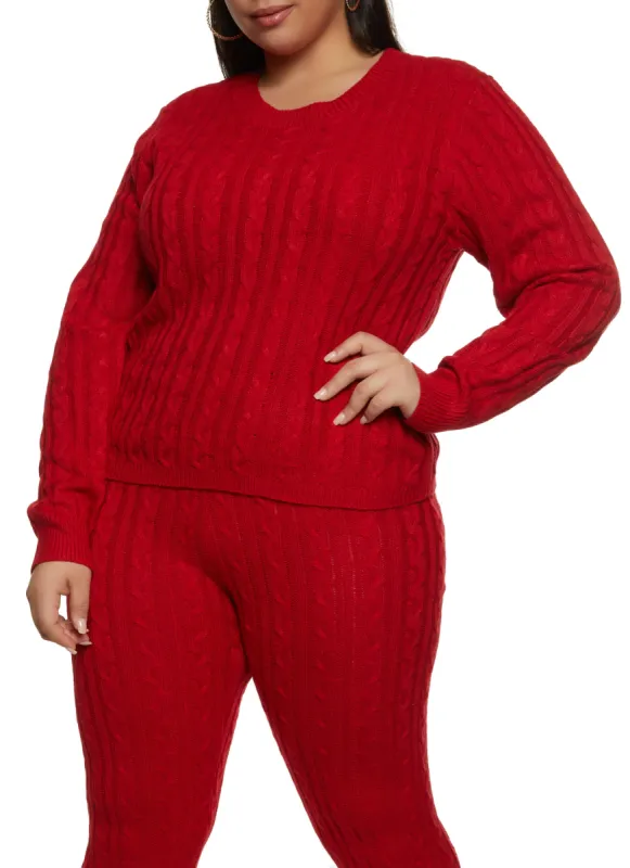 Plus Size Cable Knit Pullover Sweater sold by Rainbow