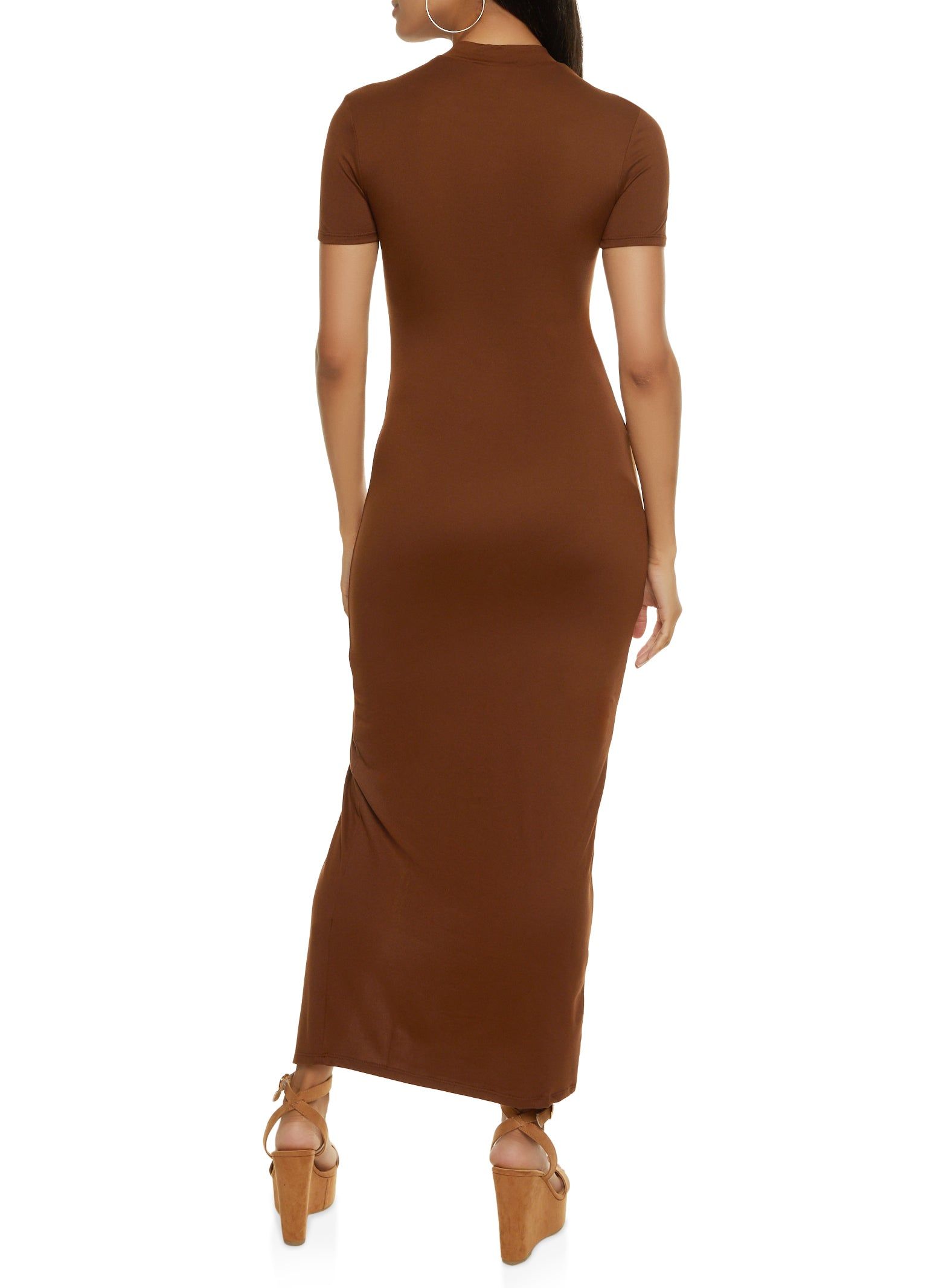 Mock Neck Front Slit Maxi Dress sold by Rainbow product image thumbnail 3