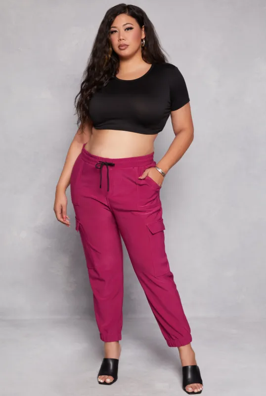 Plus Size Cargo High Waist Joggers sold by Rainbow