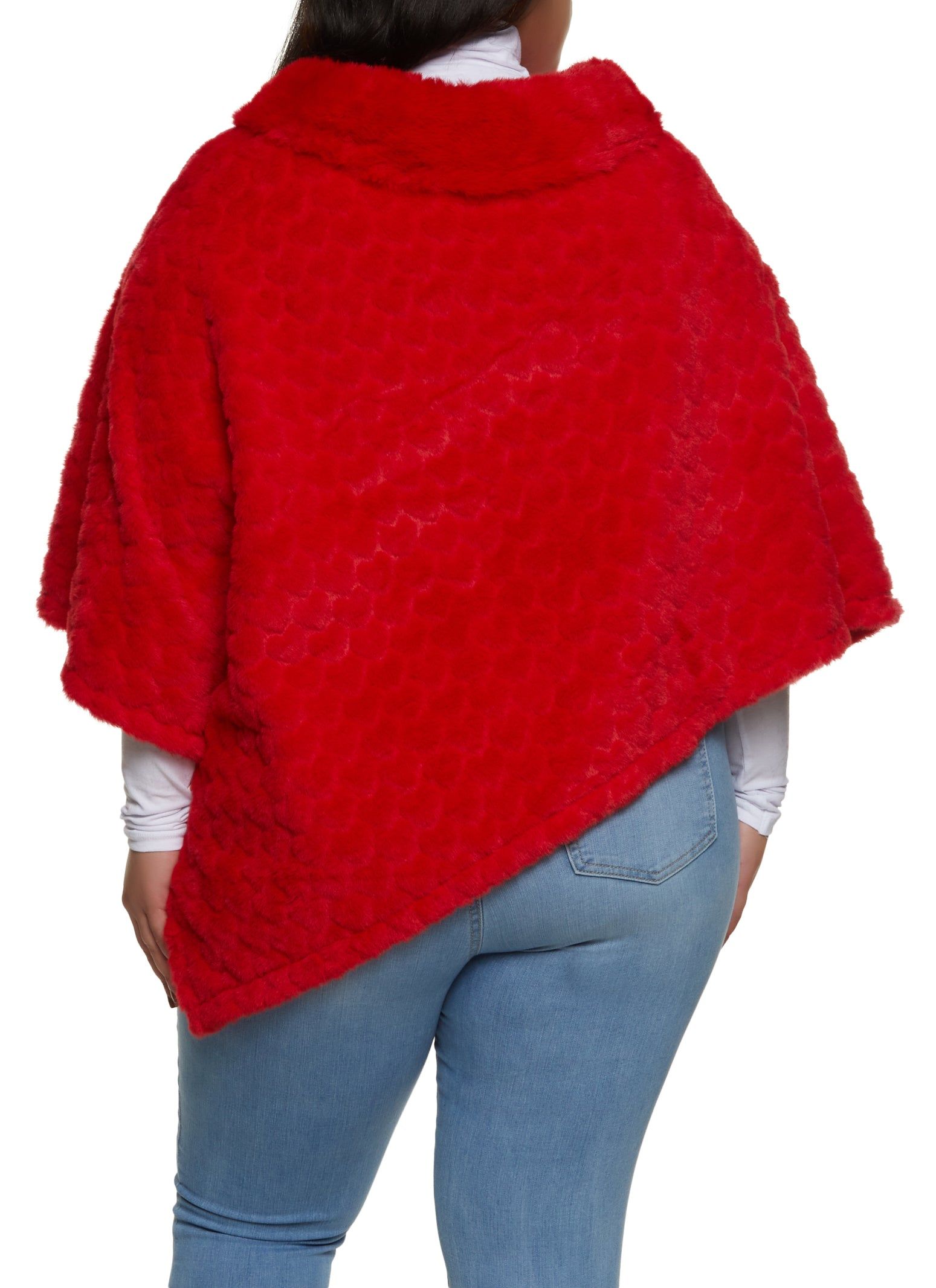 Heart Patterned Faux Fur Poncho sold by Rainbow product image thumbnail 5