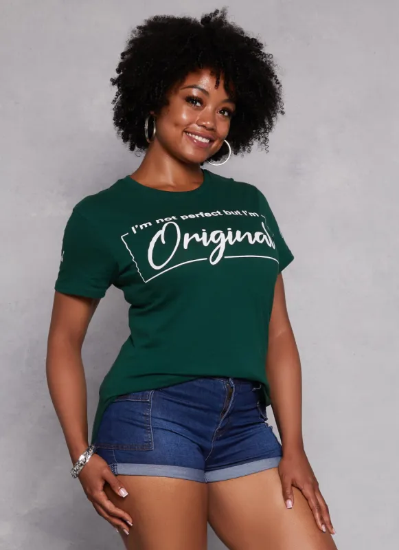 Plus Size Not Perfect High Low Tee sold by Rainbow