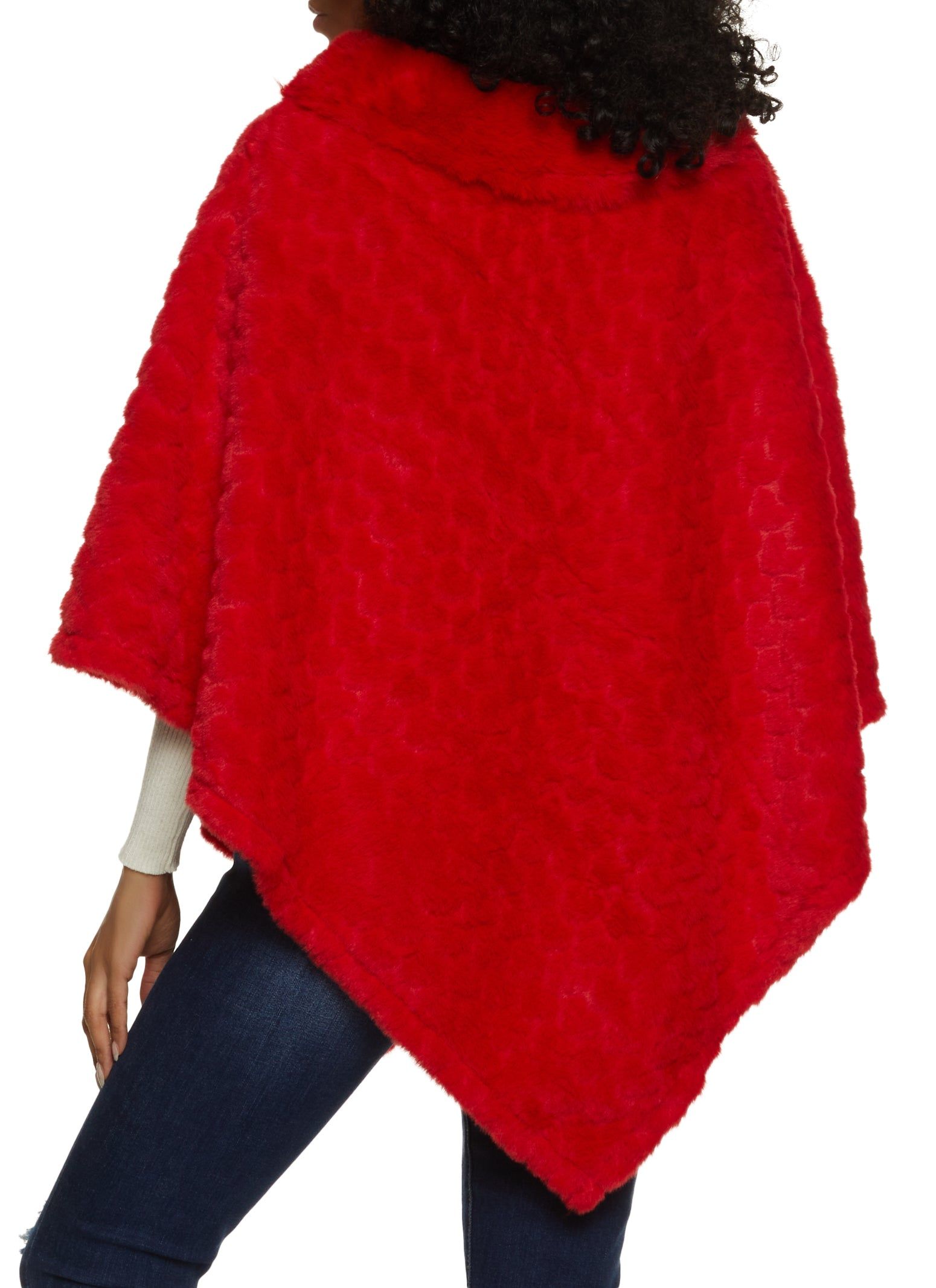 Heart Patterned Faux Fur Poncho sold by Rainbow product image thumbnail 2