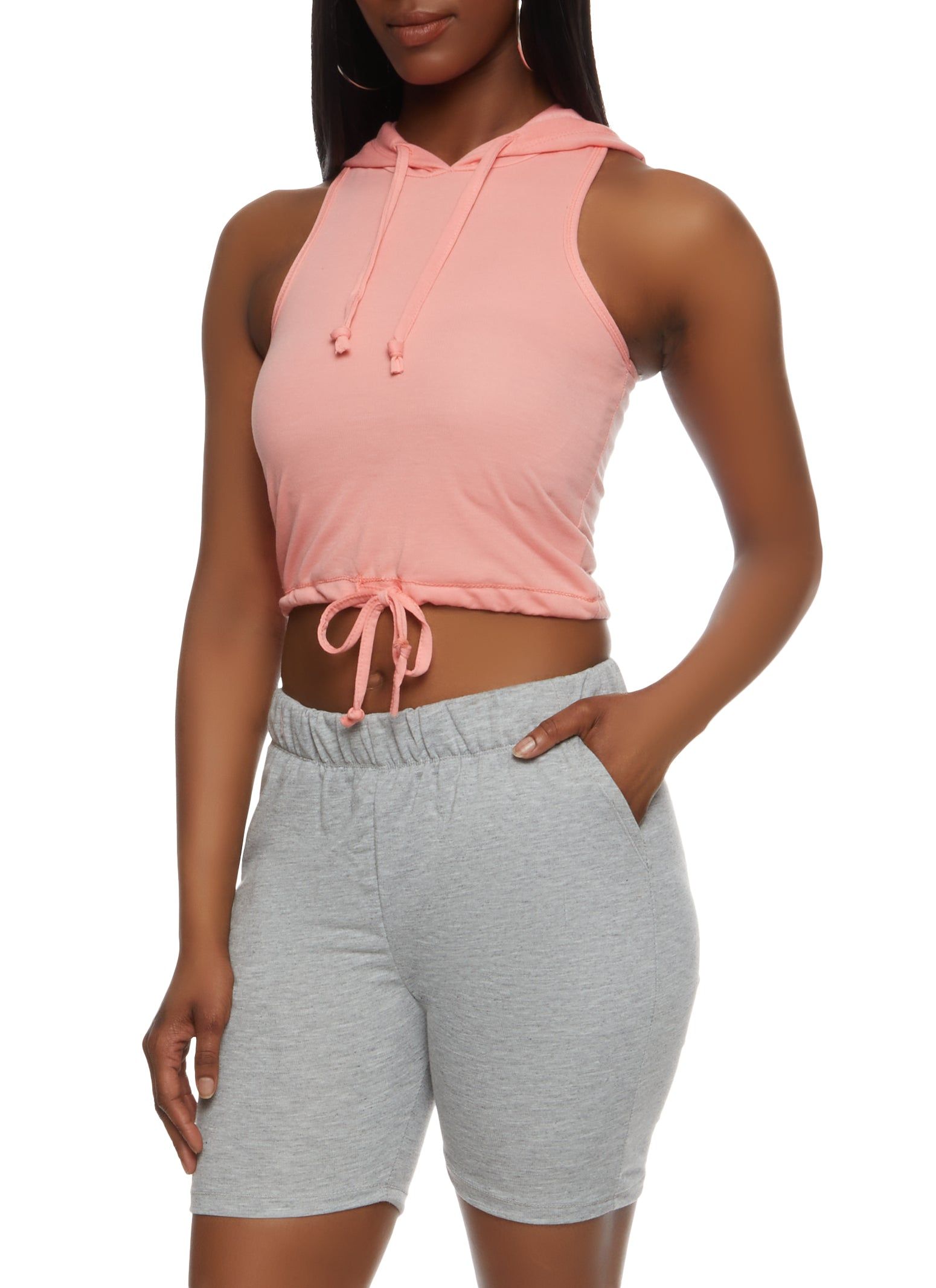 Hooded Drawstring Cropped Tank Top sold by Rainbow product image thumbnail 2