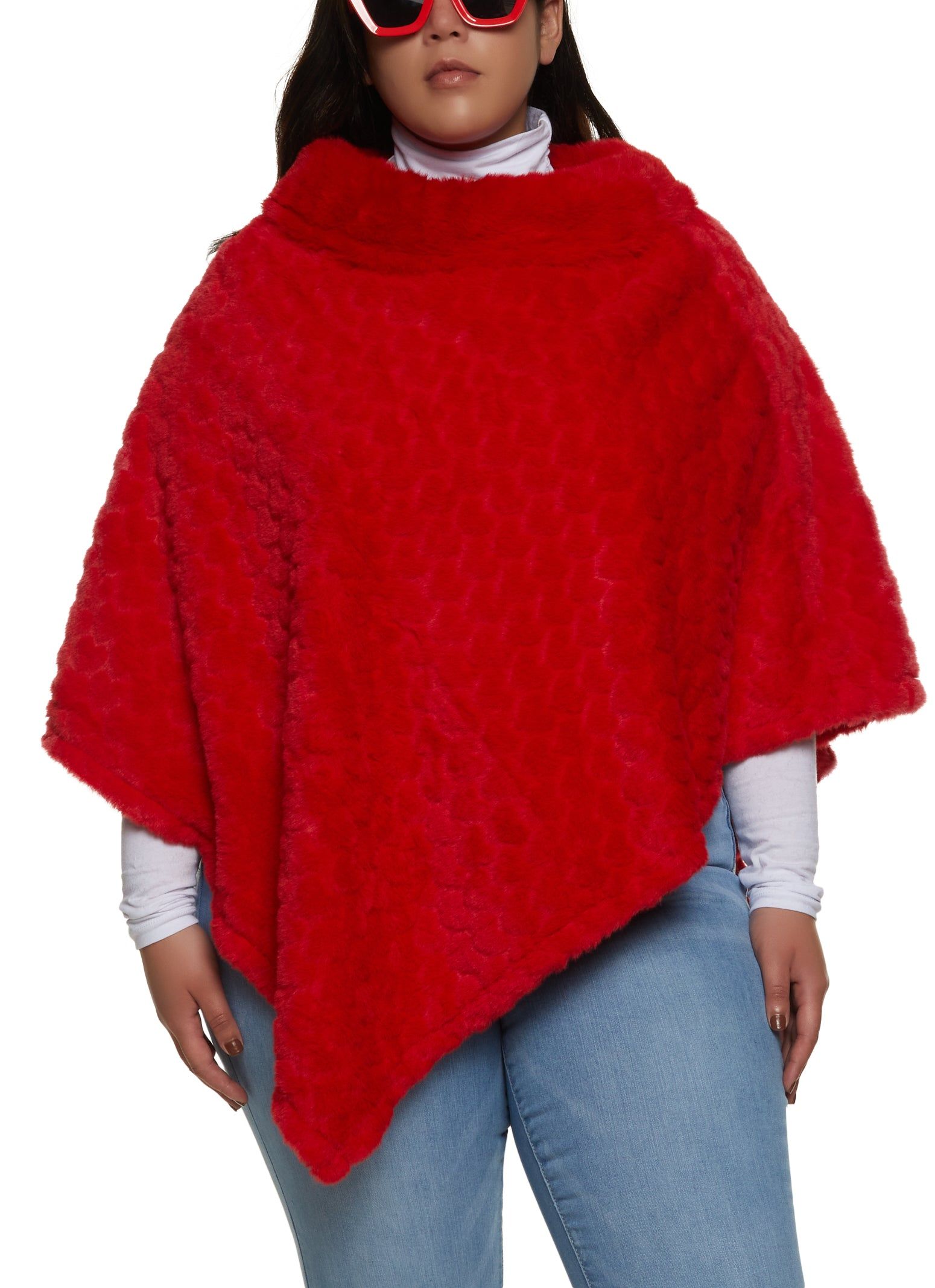 Heart Patterned Faux Fur Poncho sold by Rainbow product image thumbnail 3