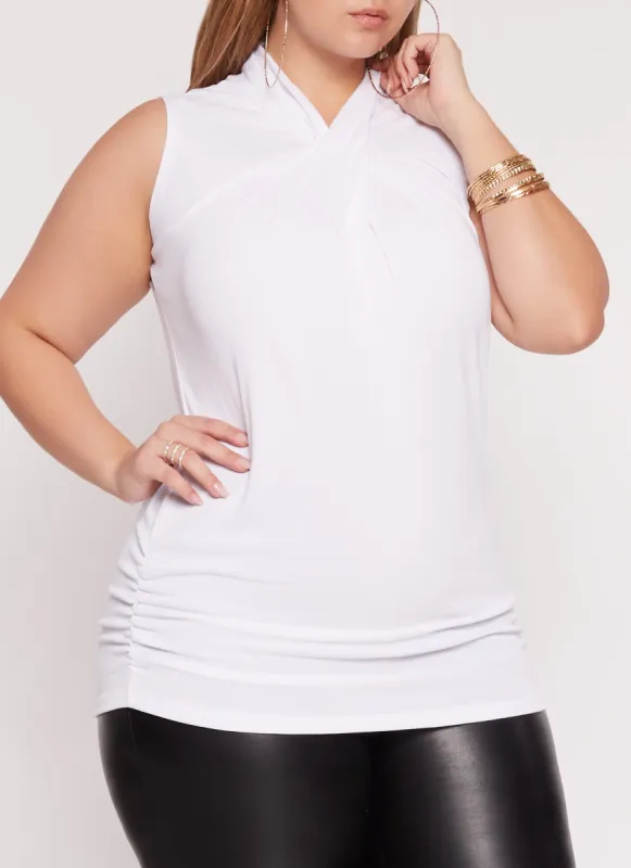 Plus Size Rib Knit Twist Neck Tank Top sold by Rainbow