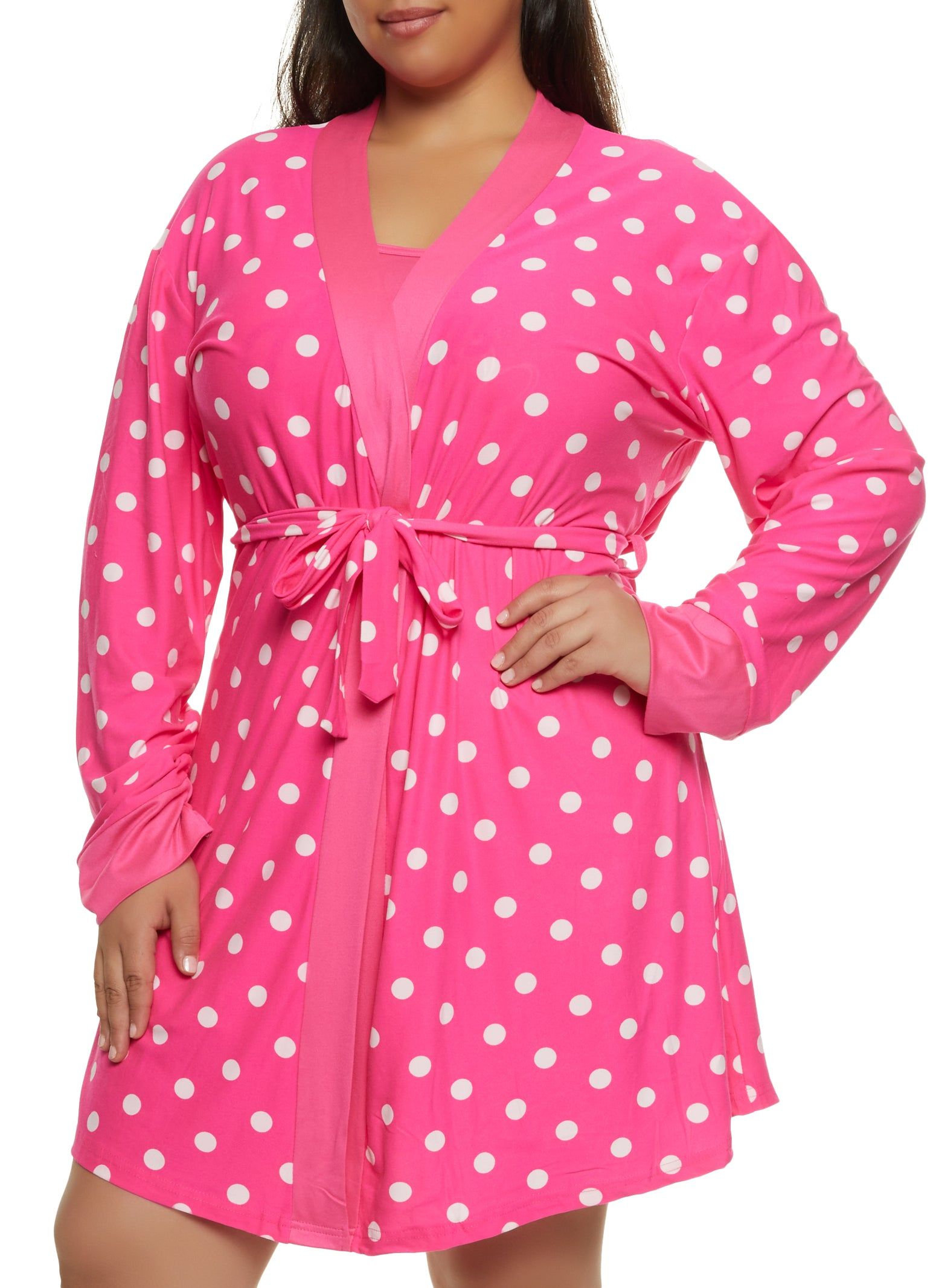 Plus Size Kiss Me Goodnight Pajama Cami and Shorts with Robe sold by Rainbow