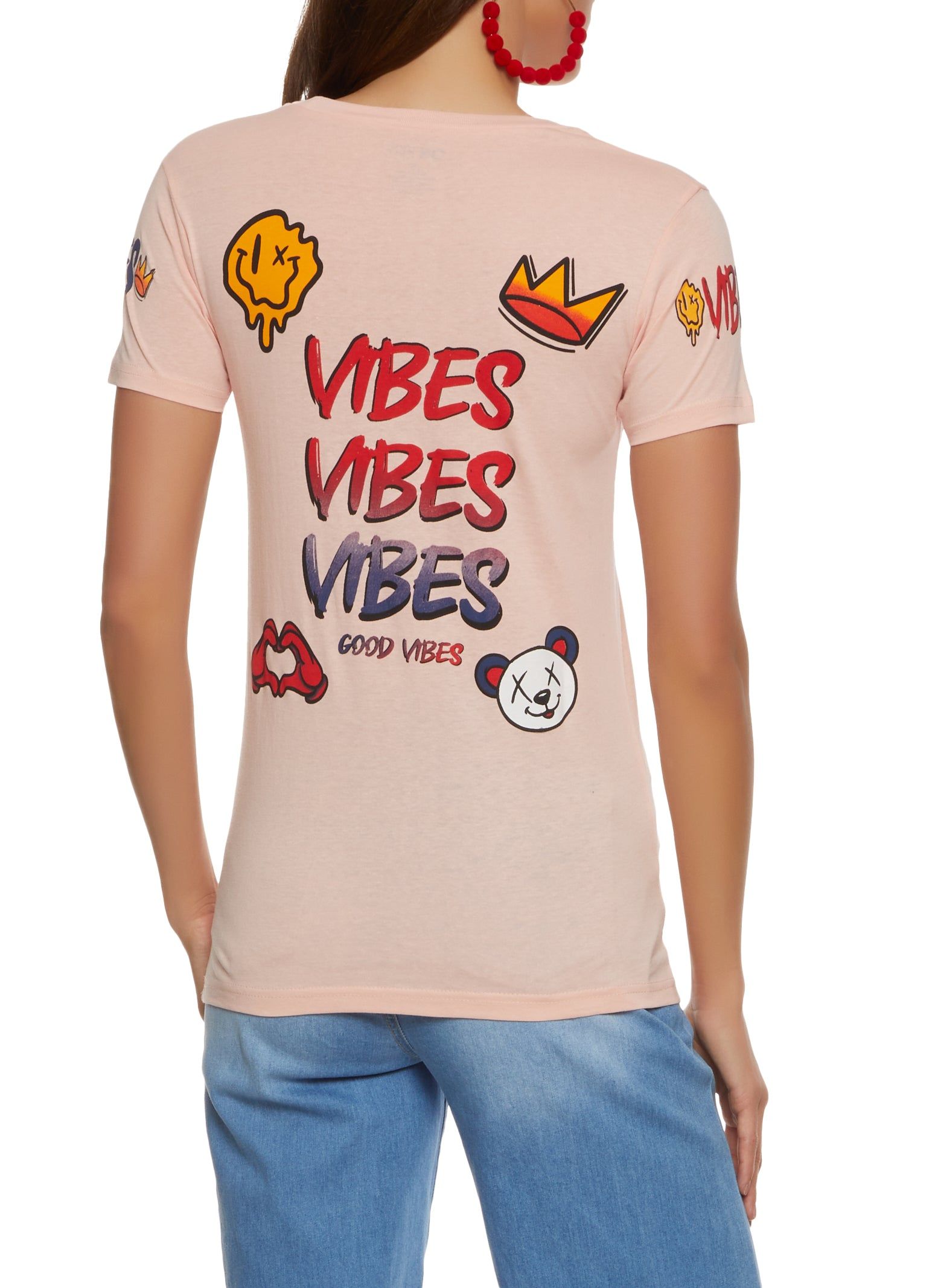 Good Vibes Crew Neck Graphic T Shirt sold by Rainbow product image thumbnail 2