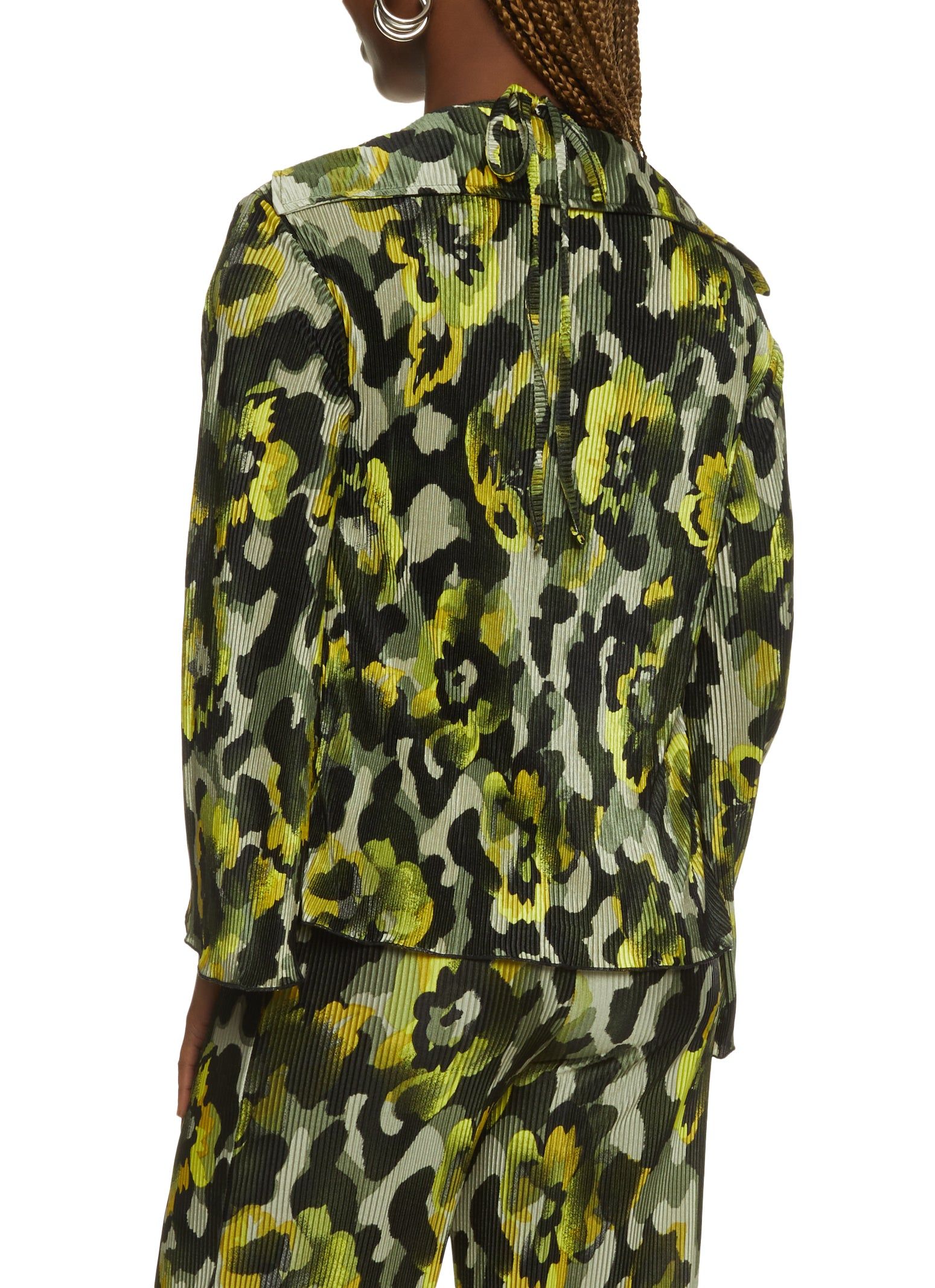 Patterned Plisse Open Front Shirt with Halter Top sold by Rainbow product image thumbnail 3