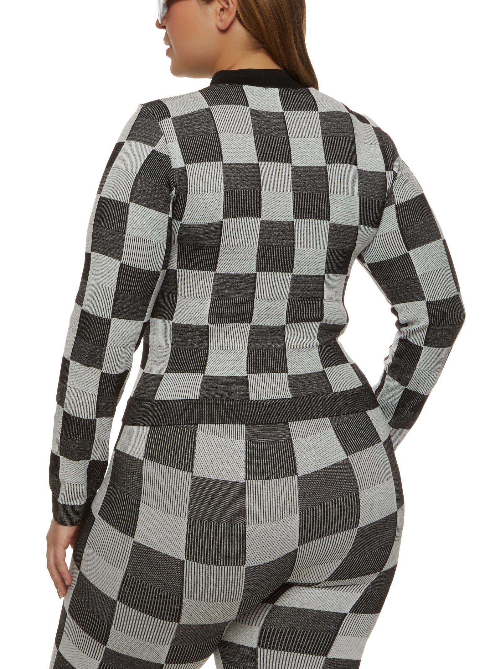 Plus Size Seamless Checkered Track Jacket sold by Rainbow product image thumbnail 3