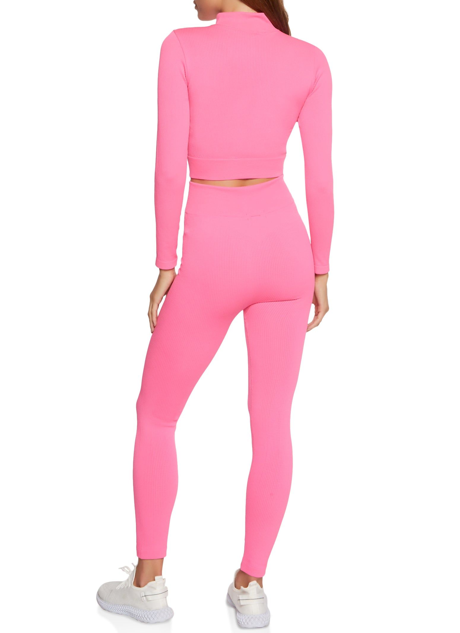 Seamless Compression Rib Half Zip Crop Top sold by Rainbow product image thumbnail 3