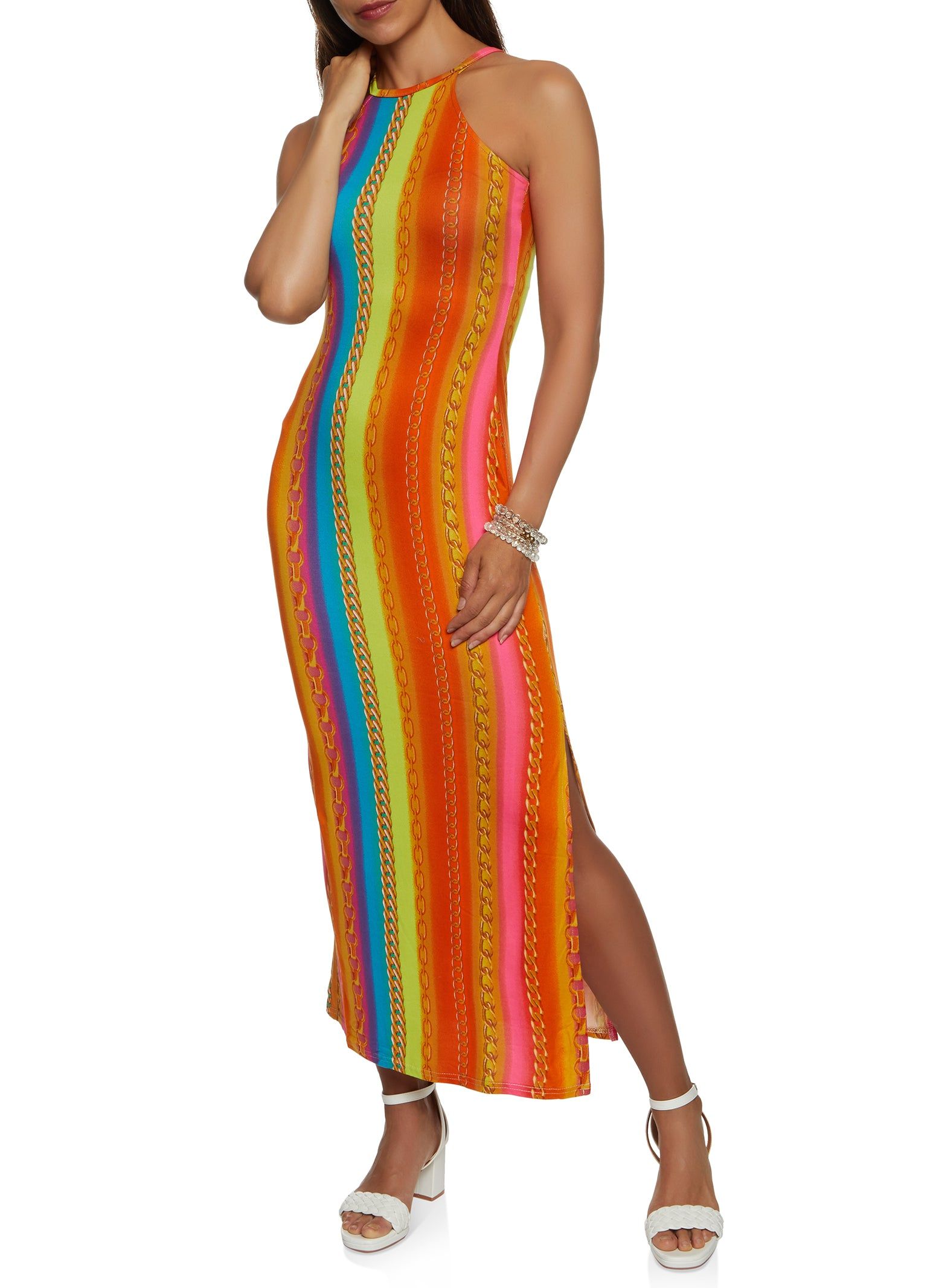 Rainbow Chain Print Maxi Dress sold by Rainbow