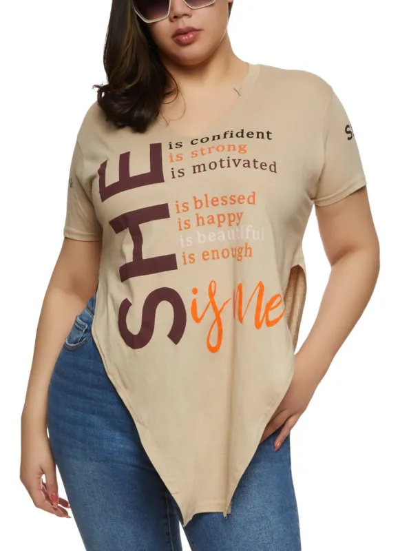 Plus Size She Is Me Graphic Tunic Tee sold by Rainbow