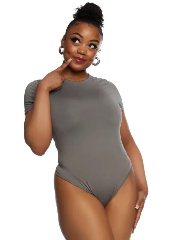 Plus Size Daisy Double Layer Crew Neck Bodysuit sold by Rainbow