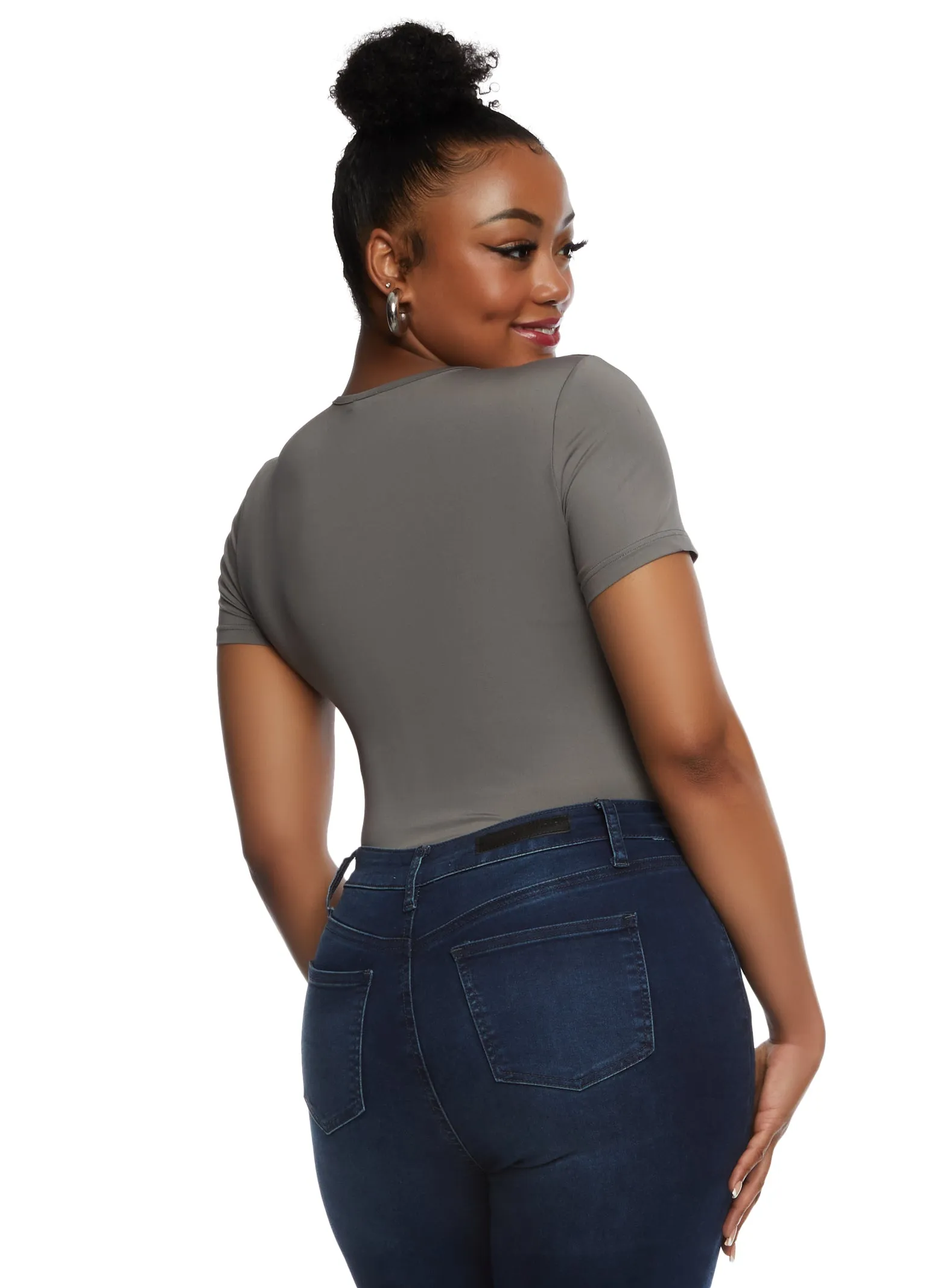 Plus Size Daisy Double Layer Crew Neck Bodysuit sold by Rainbow product image thumbnail 3