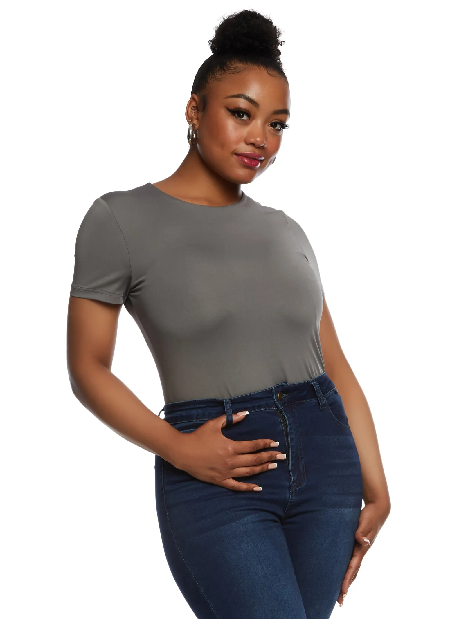 Plus Size Daisy Double Layer Crew Neck Bodysuit sold by Rainbow product image thumbnail 2