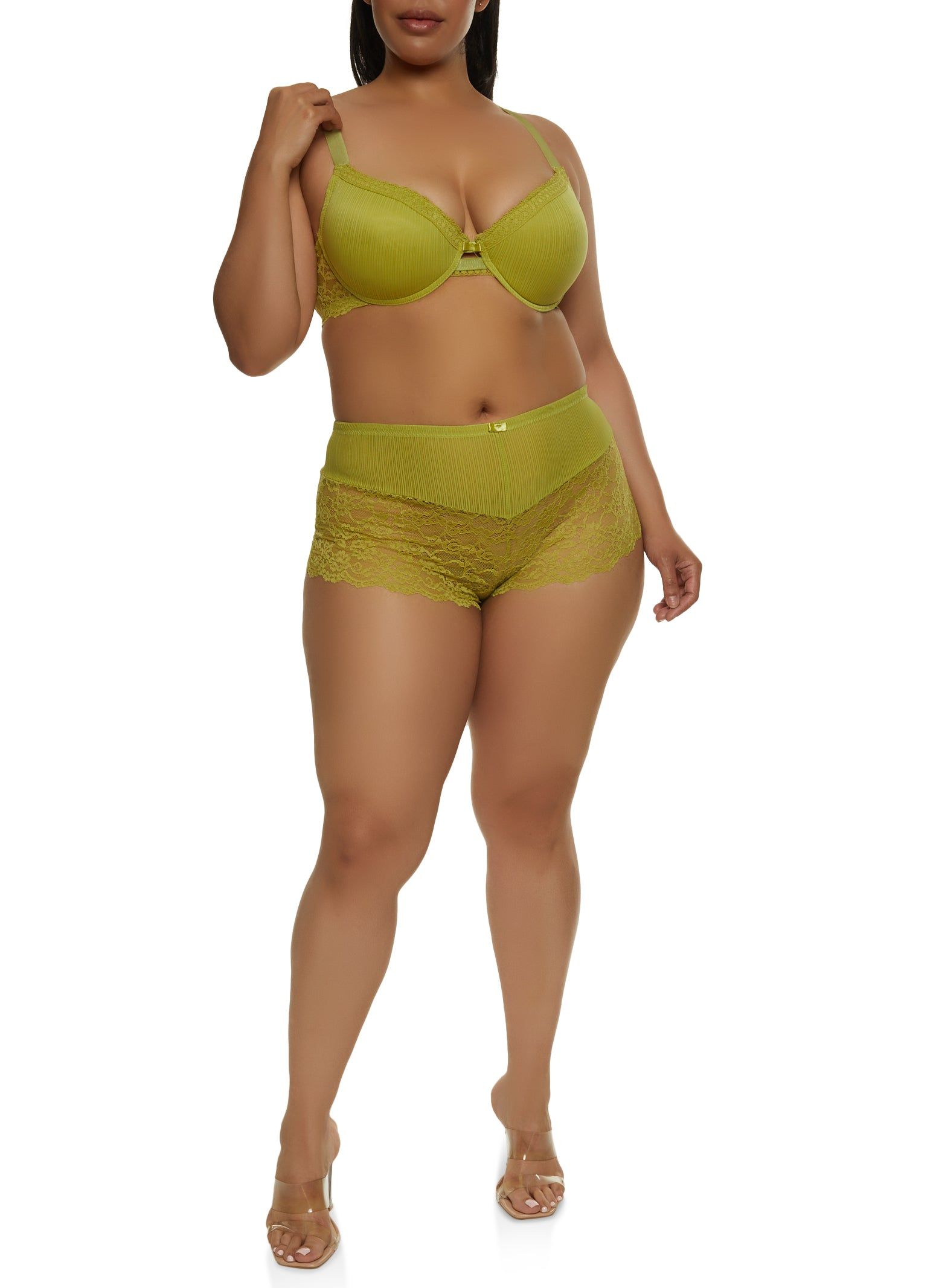 Plus Size Lace Shadow Striped Plunge Bra sold by Rainbow product image thumbnail 2