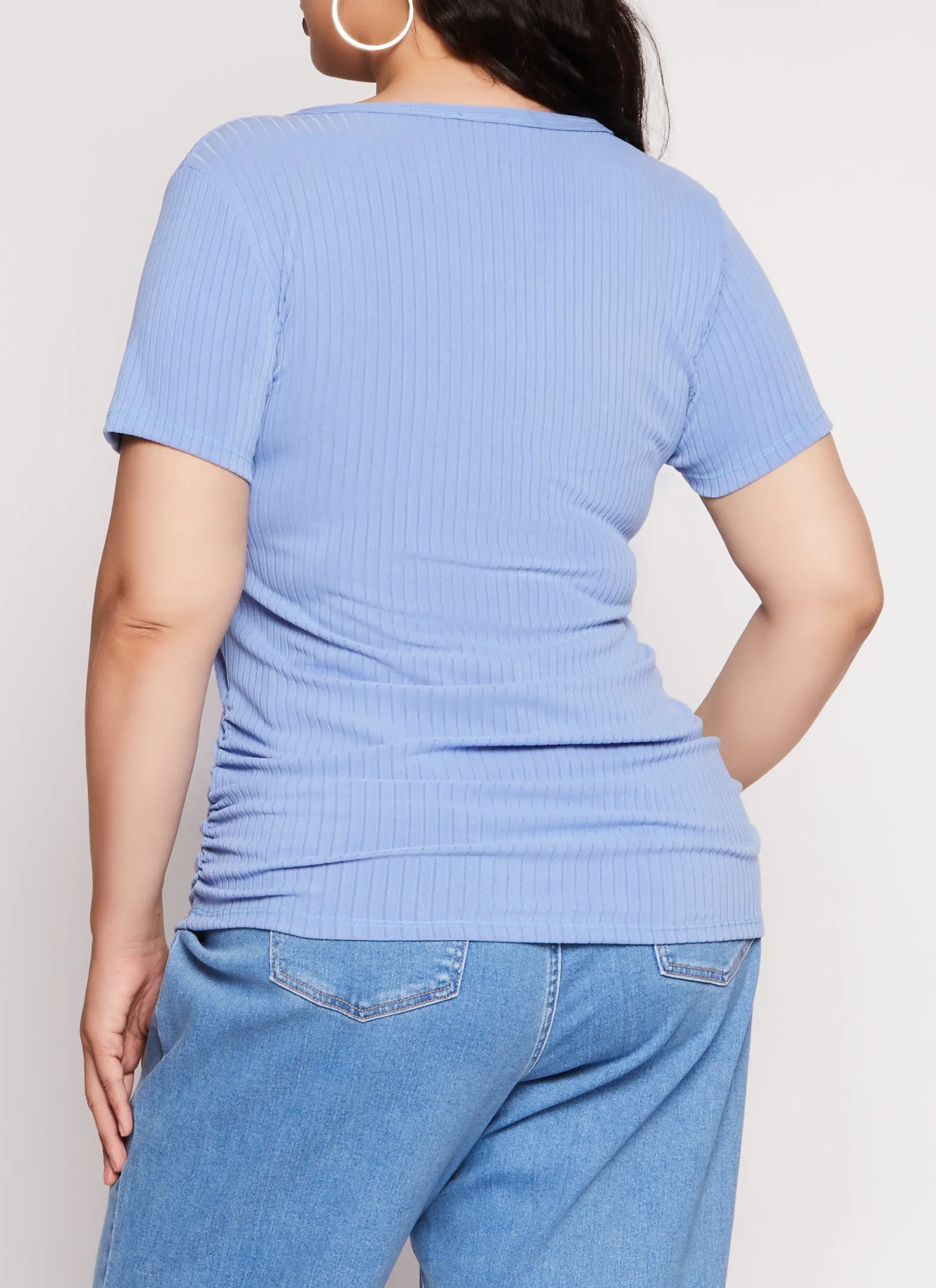 Plus Size Ribbed Caged V Neck Tee sold by Rainbow product image thumbnail 3