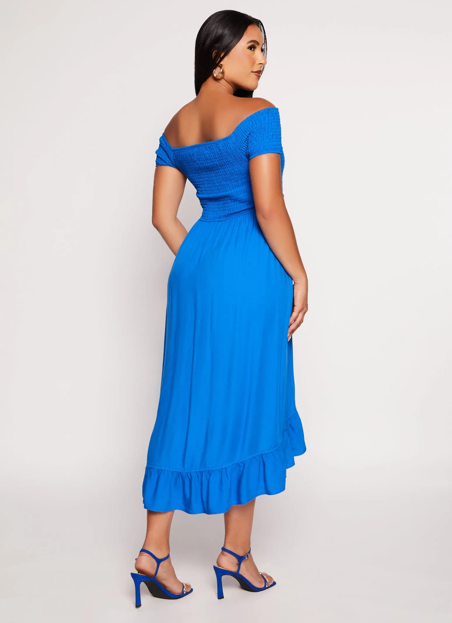 Off The Shoulder Smocked Tulip Hem Dress sold by Rainbow product image thumbnail 3