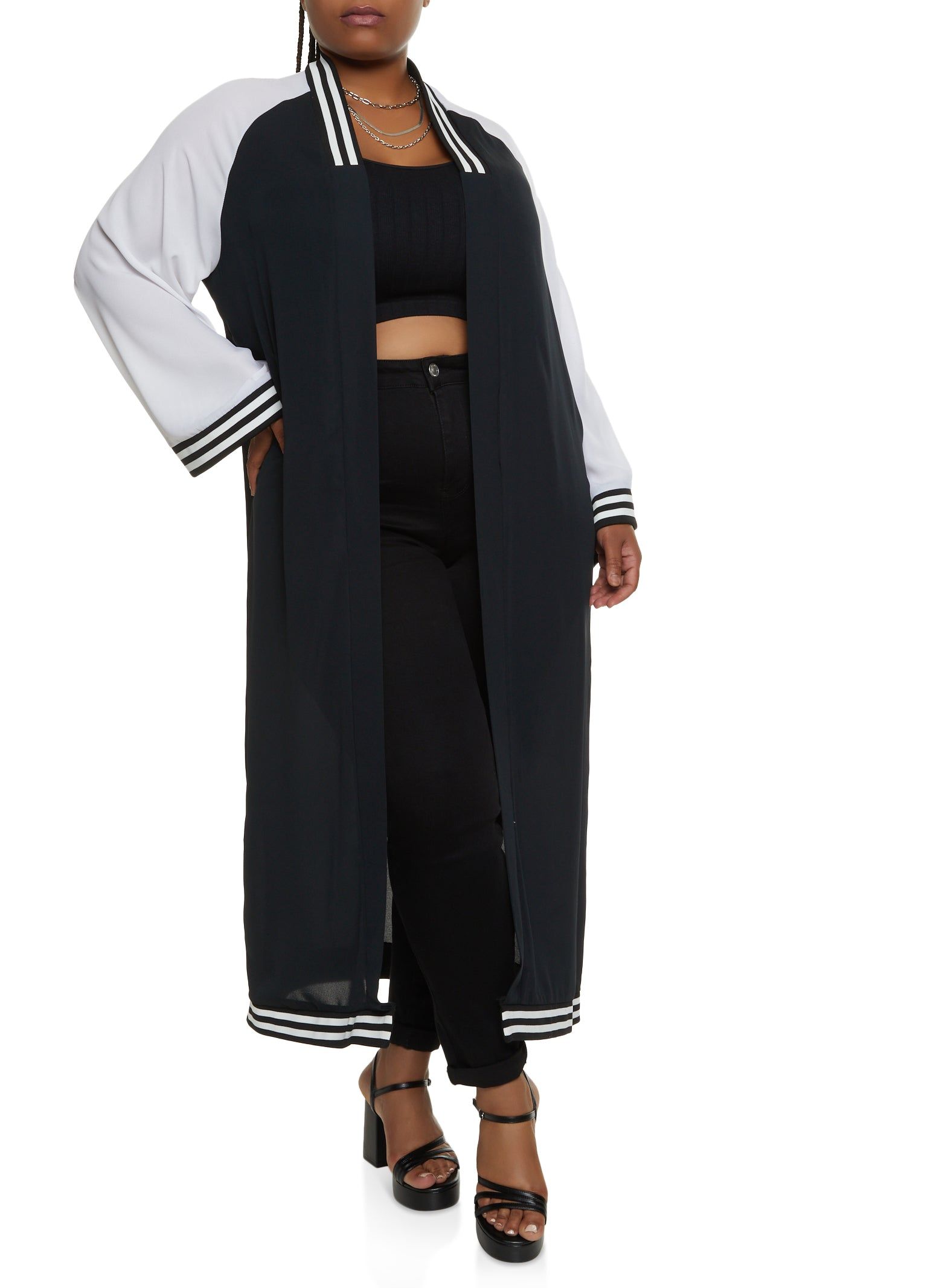 Plus Size Varsity Stripe Lightweight Jacket sold by Rainbow