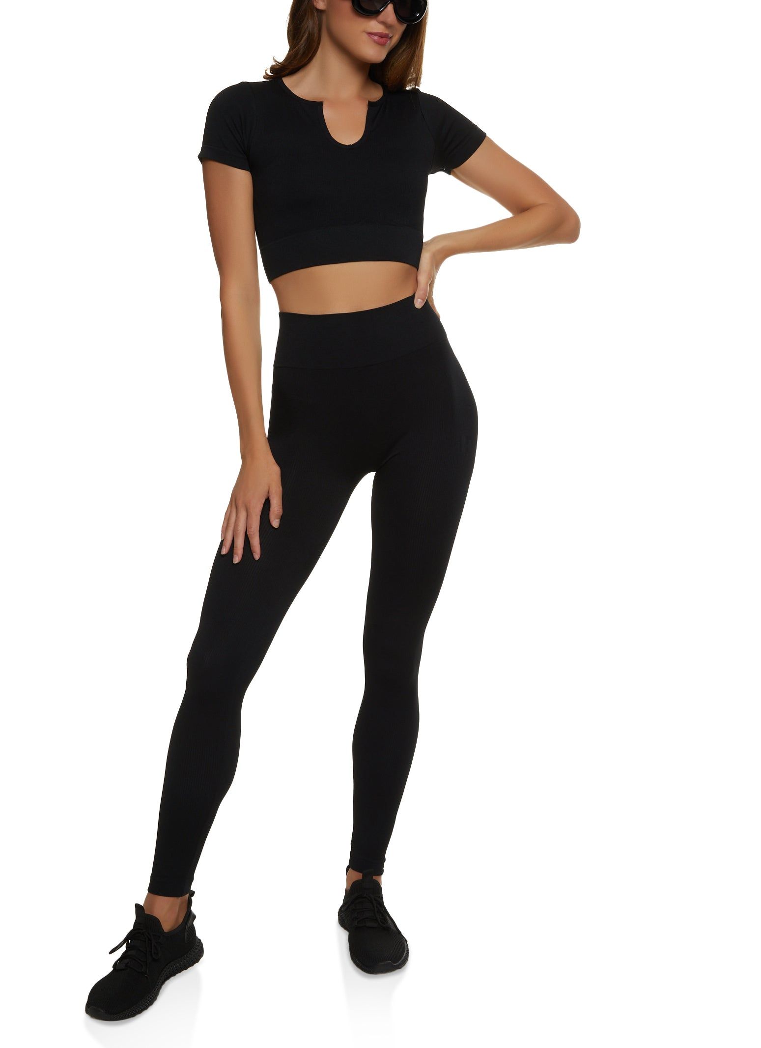 Compression Rib Notch Neck Crop Top sold by Rainbow product image thumbnail 2