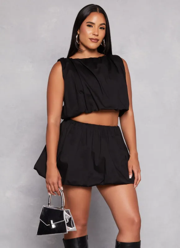 Poplin Ruched Balloon Crop Top sold by Rainbow