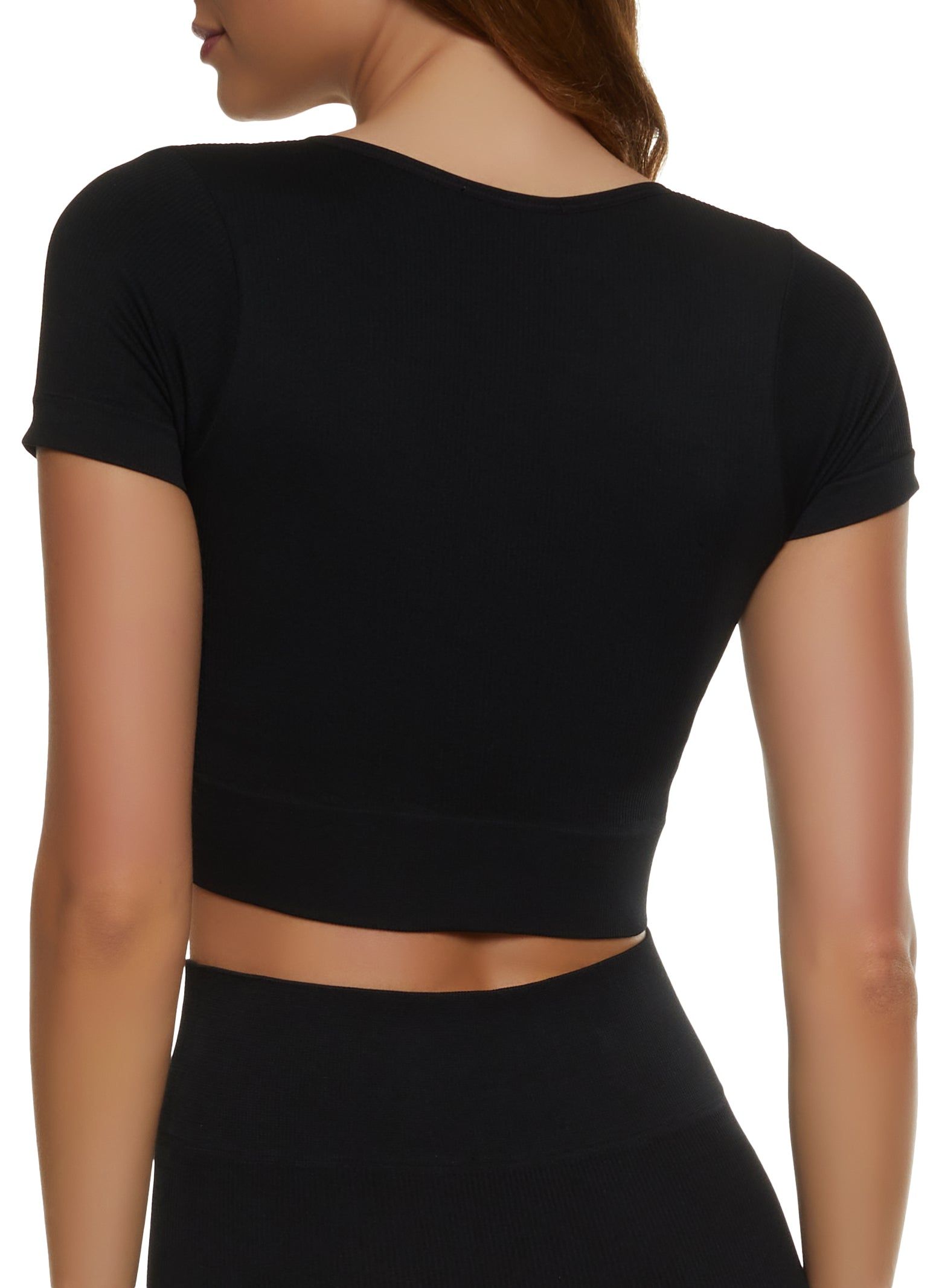 Compression Rib Notch Neck Crop Top sold by Rainbow product image thumbnail 3