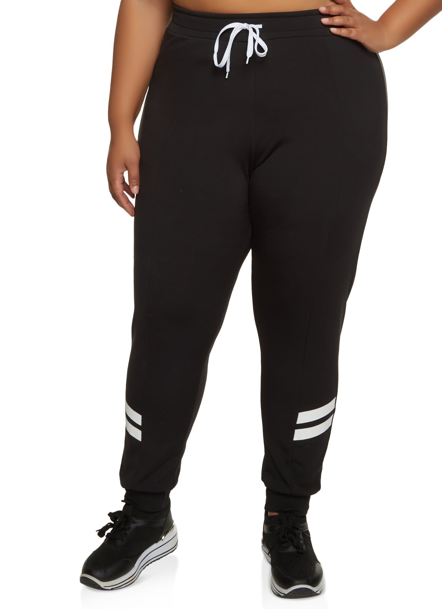 Plus Size Varsity Stripe Detail High Waist Joggers sold by Rainbow